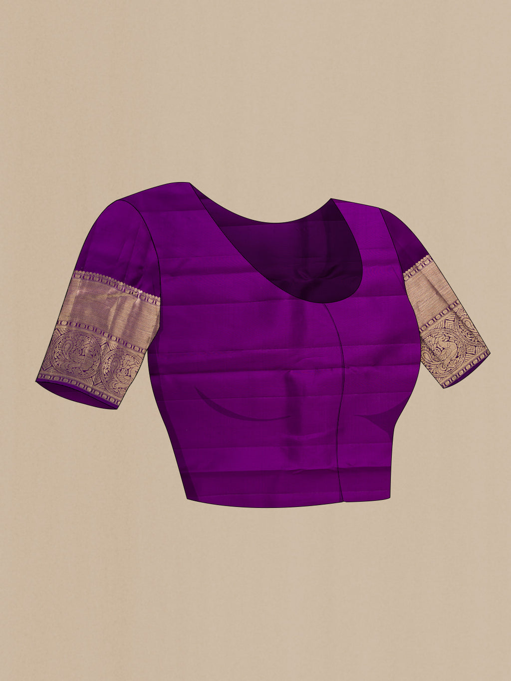 Close up image of the blouse of Green Dual Tone Kanchipuram Silk Saree with Zari Brocade on the body and Zari Border