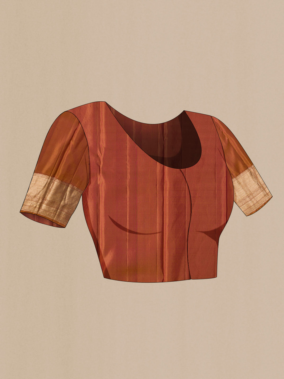 Close up image of the blouse of Yellow Kanchipuram Silk Saree with Zari Brocade on the body and Zari Border