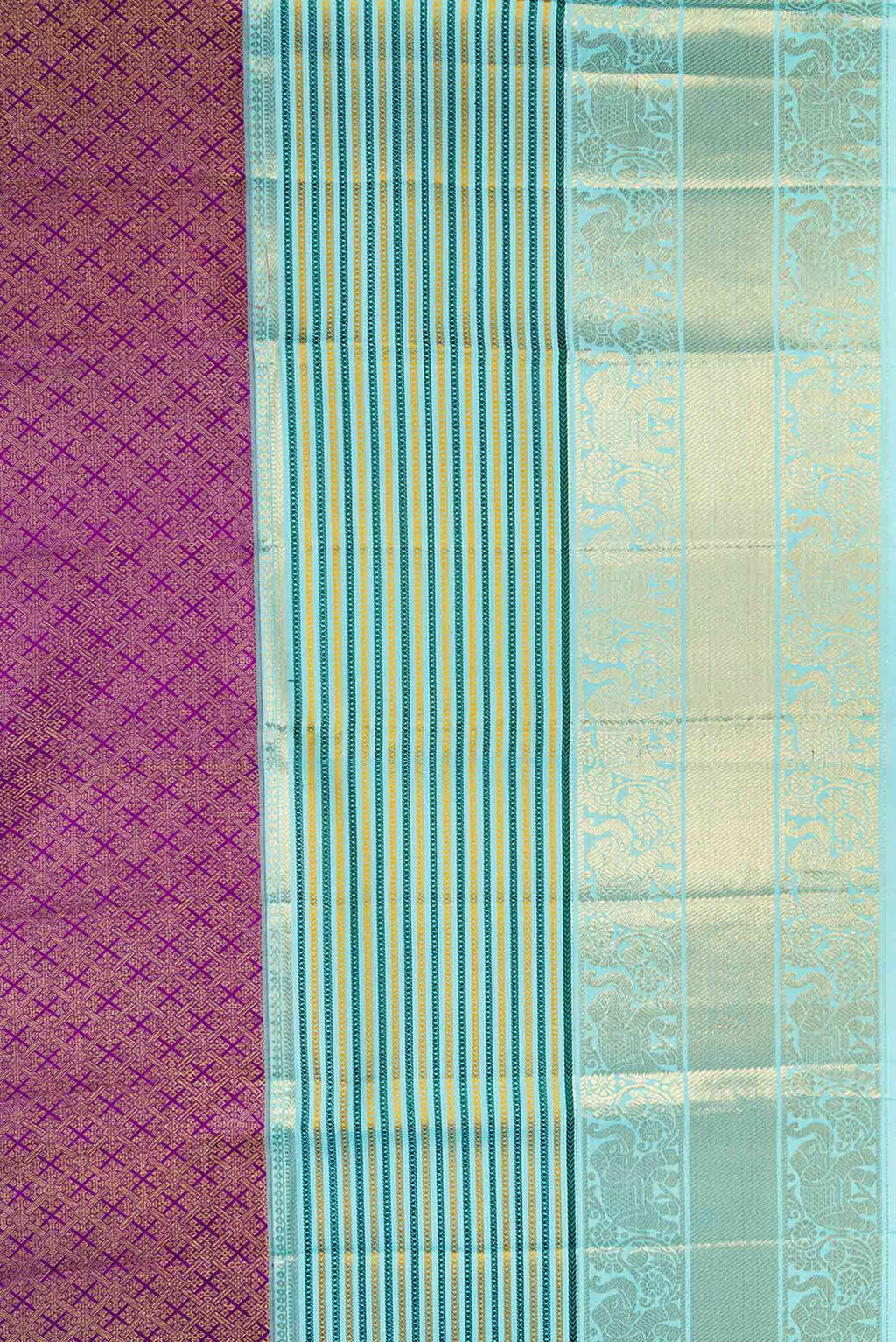 Border image of Purple Dual Tone Kanjivaram Silk Saree with Zari Brocade on the body and Zari Border. 