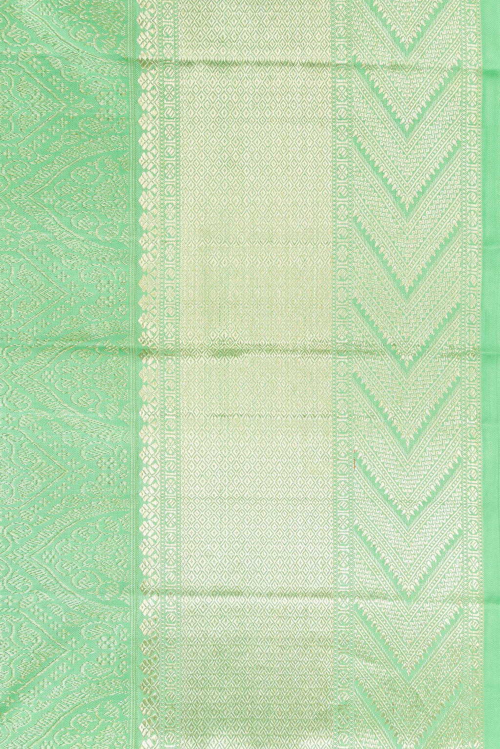 Border image of Light Green Dual Tone Kanchipuram Silk Saree with Zari Brocade on the body and Zari Border. 