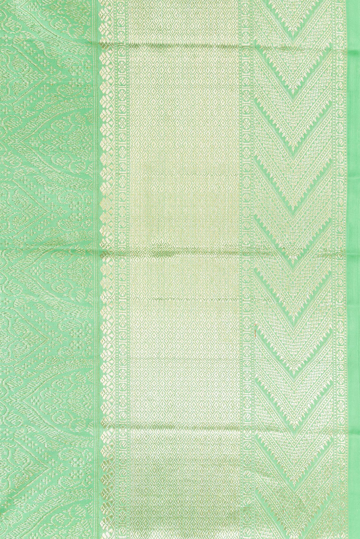 Border image of Light Green Dual Tone Kanchipuram Silk Saree with Zari Brocade on the body and Zari Border. 