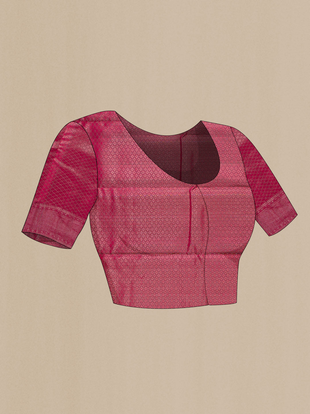 Close up image of the blouse of Mustard Dual Tone Kanchipuram Silk Saree with Zari Brocade on the body and Zari Border