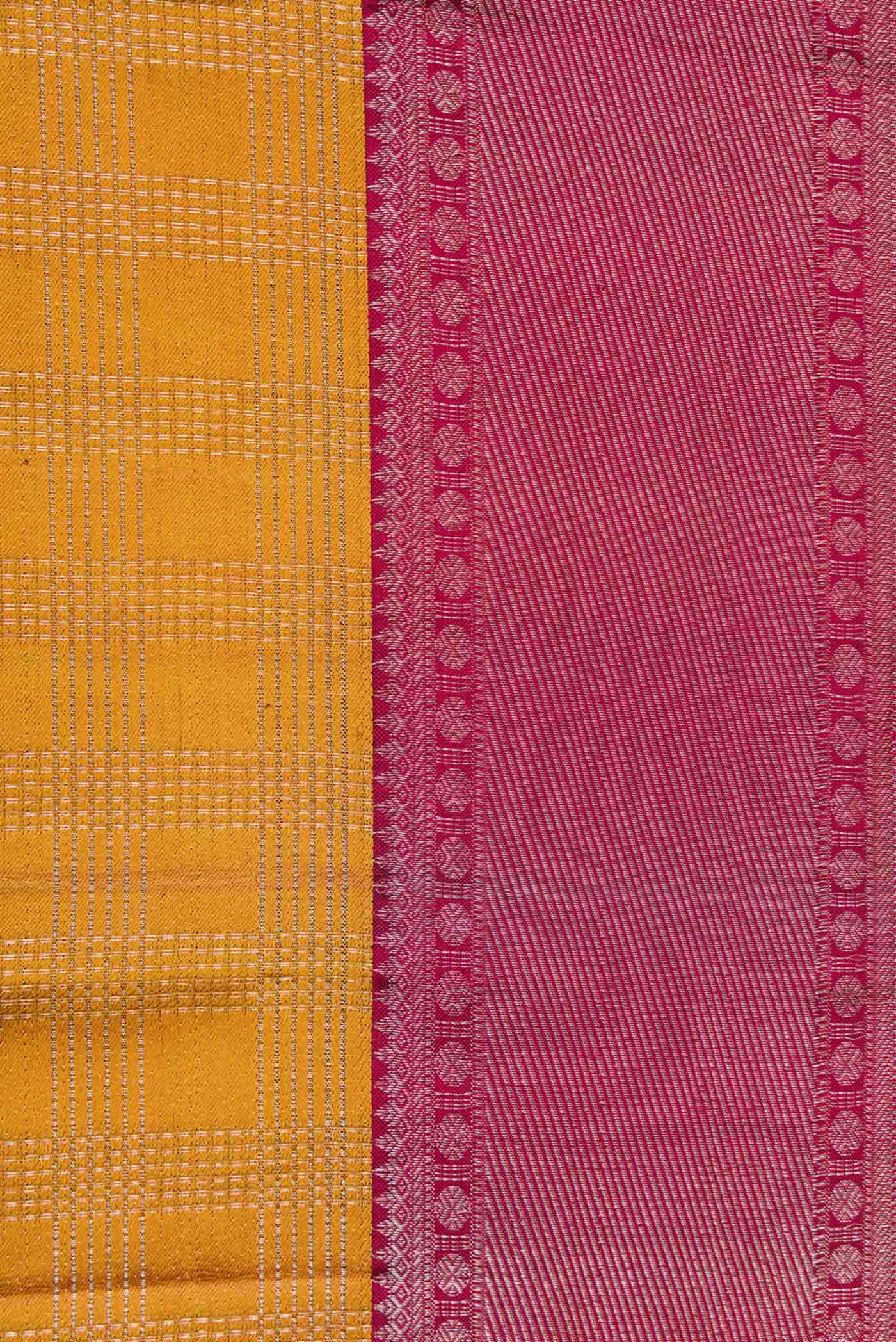 Border image of Mustard Dual Tone Kanchipuram Silk Saree with Zari Brocade on the body and Zari Border