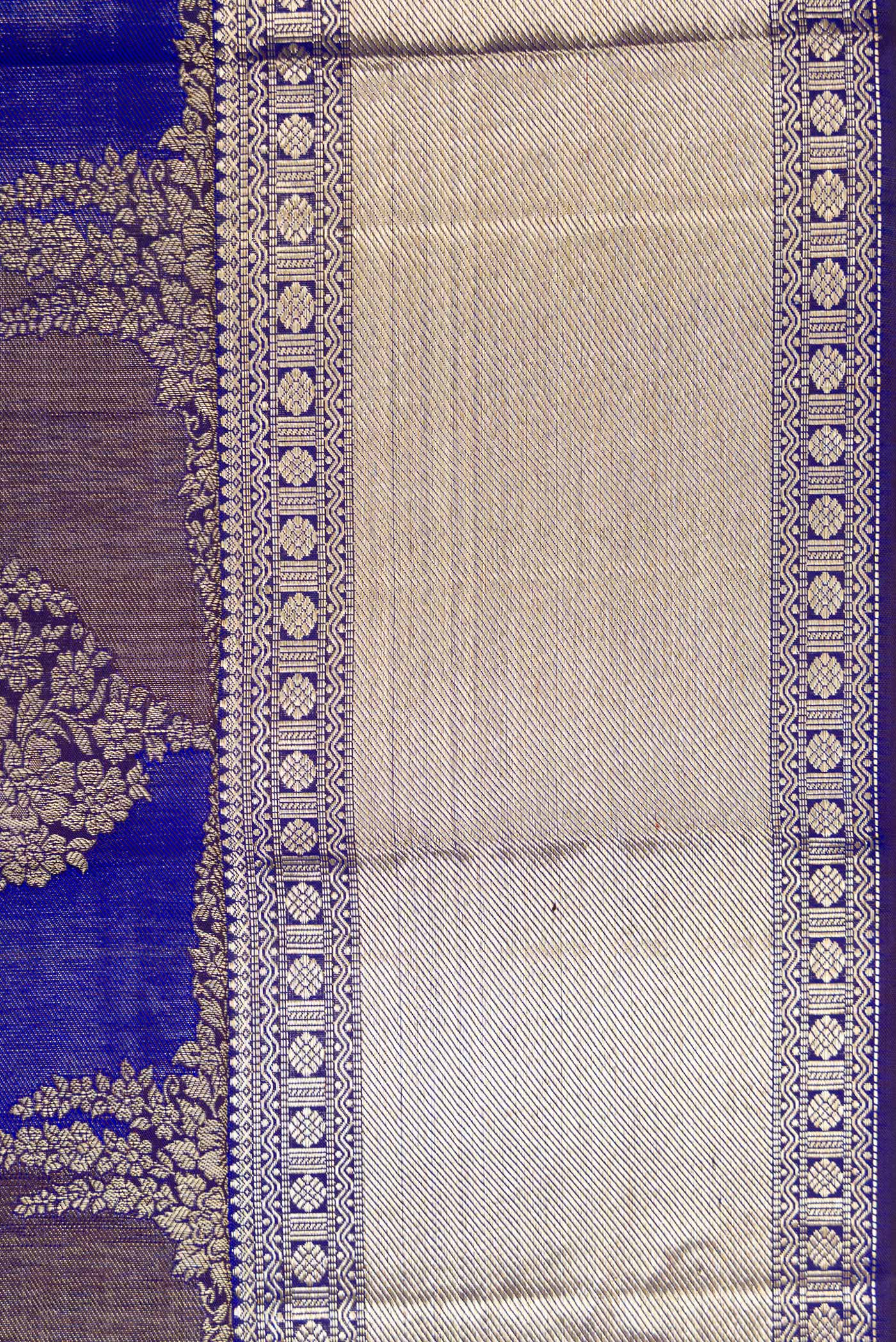 Border image of Violet Dual Tone Kanjivaram Silk Saree with Zari Brocade on the body and Zari Border. 