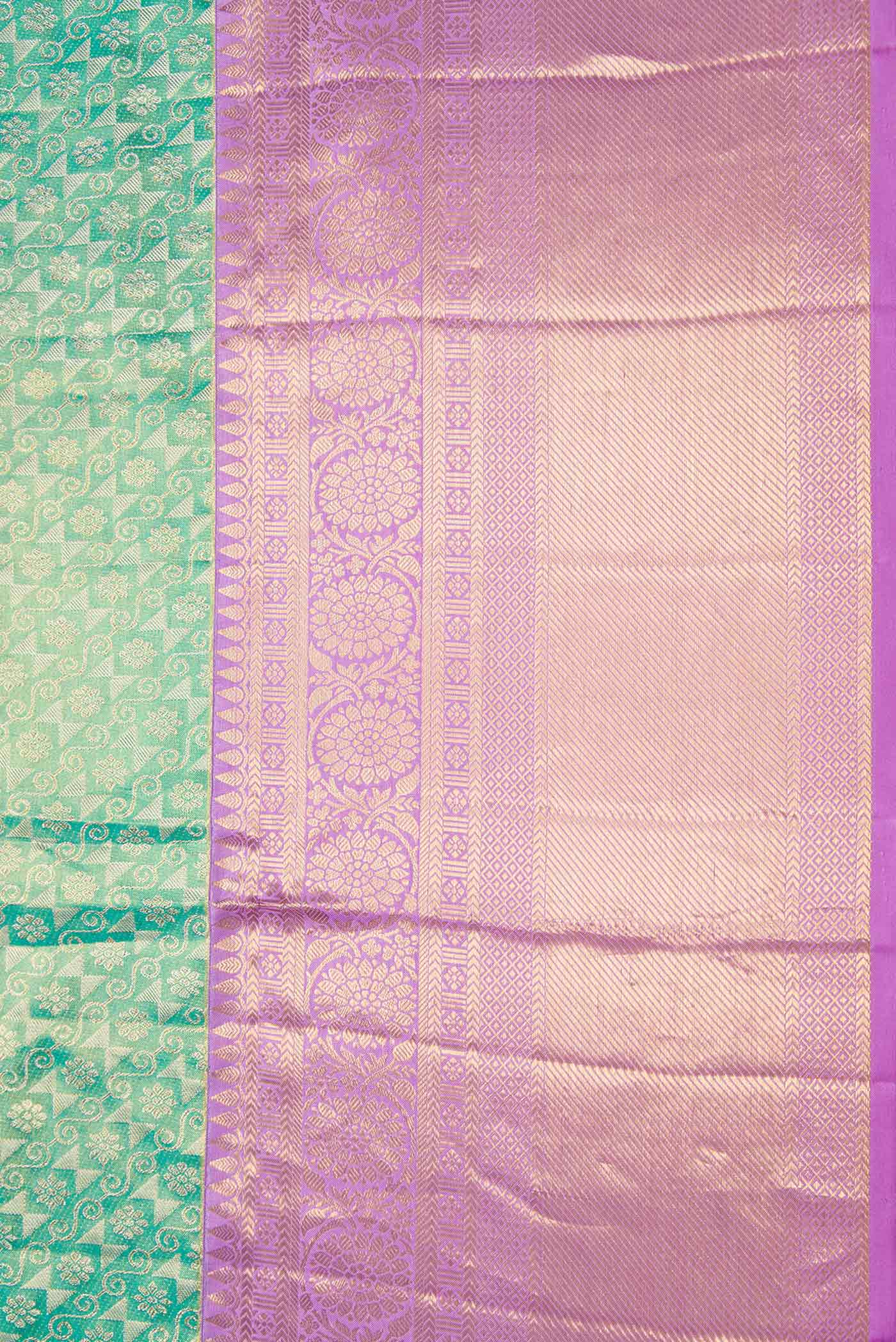 Border image of Green Dual Tone Kanchipuram Tissue Silk Saree with Zari Brocade on the body and Zari Border