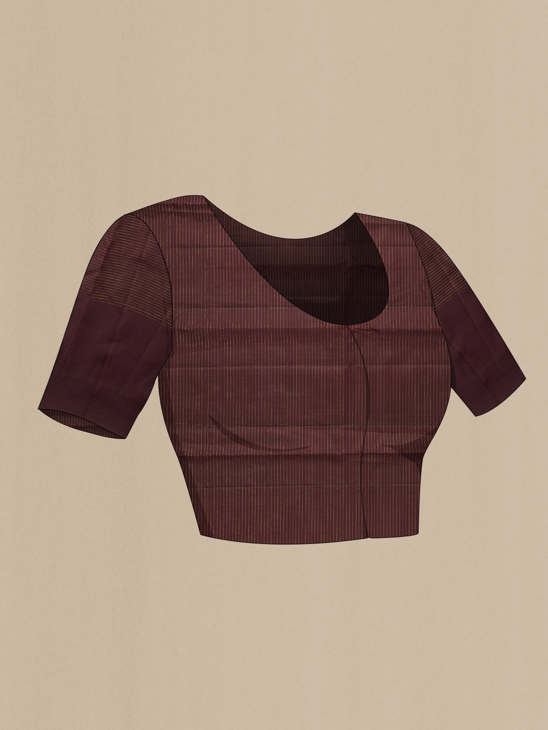 Close up image of the blouse of Maroon Dual Tone Kanjivaram Silk Saree with Checked design on the body and Fancy Border. 