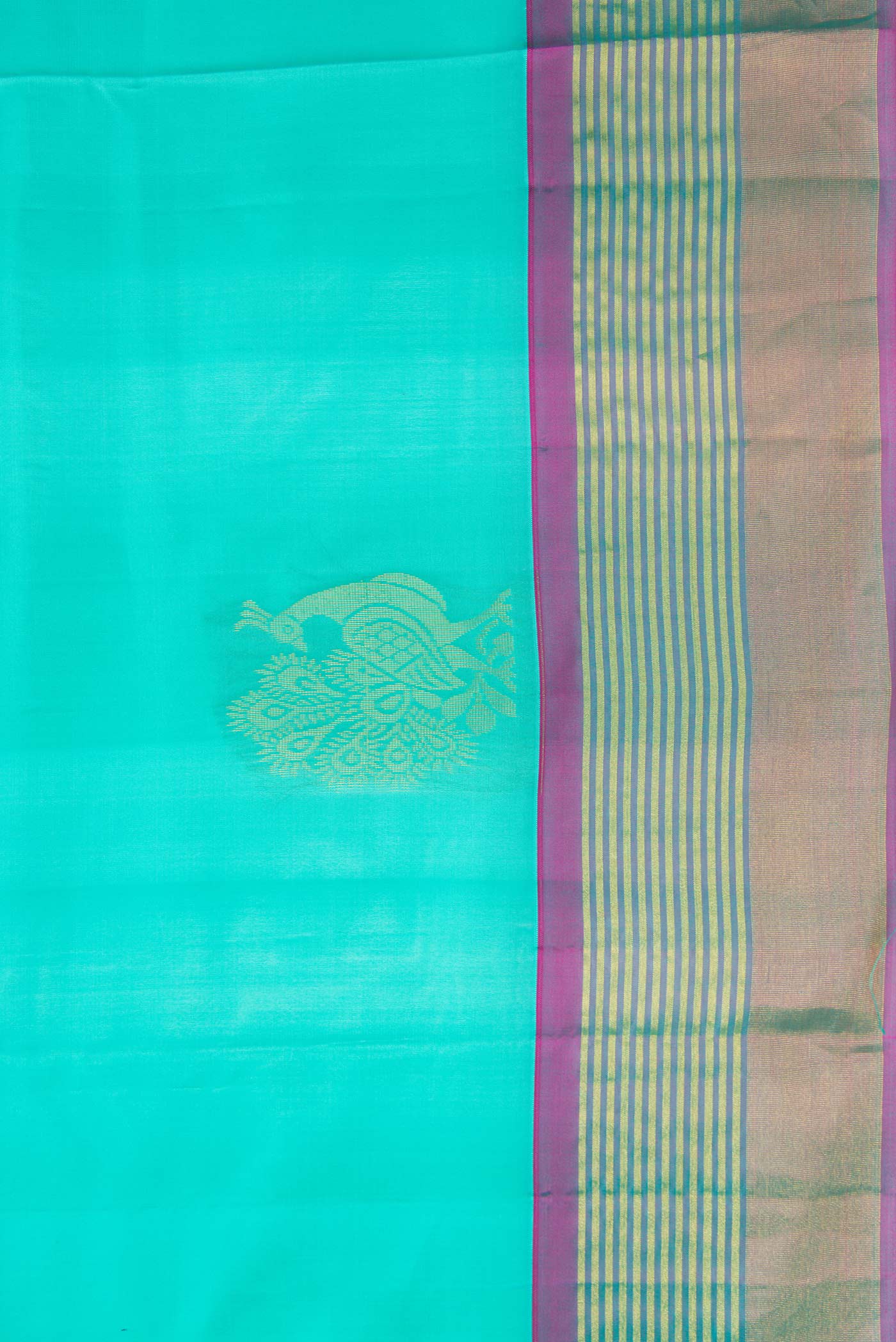 Border image of Sea Green Dual Tone Soft Silk Saree with Zari Butta on the body and Zari Border. 
