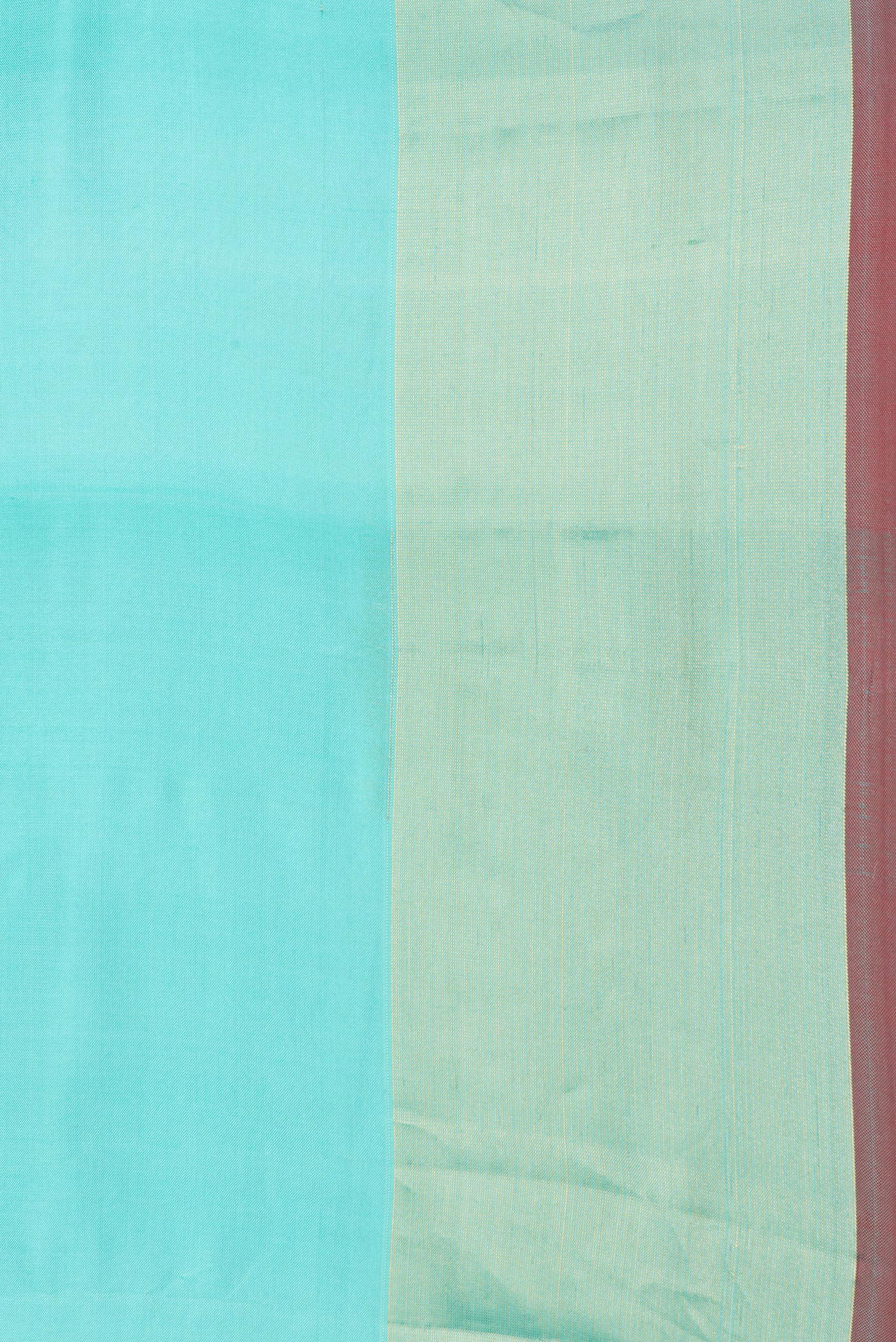 Border image of Sea Green Dual Tone Soft Silk Saree with Zari Butta on the body and Zari Border. 