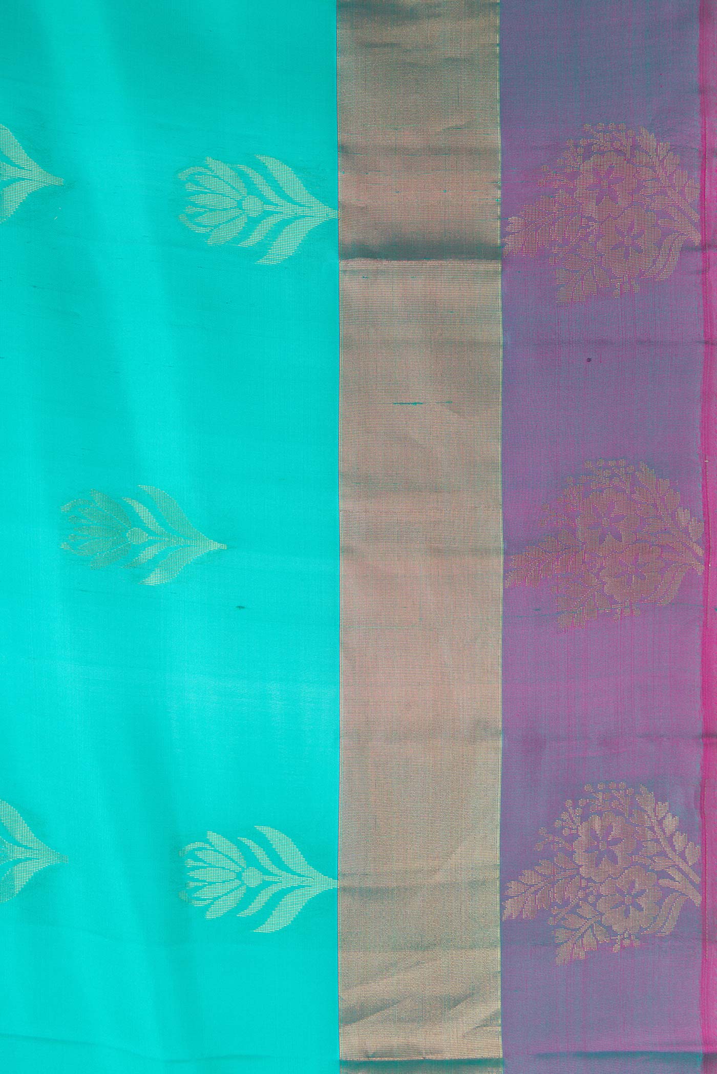Border image of Sea Green Dual Tone Soft Silk Saree with Zari Butta on the body and Fancy Border. 