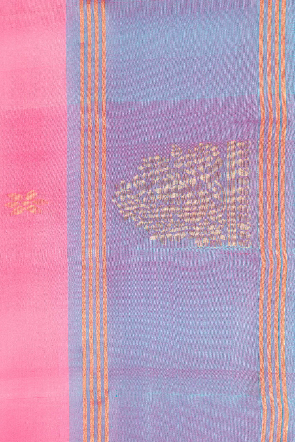 Border image of Pink Dual Tone Soft Silk Saree with Zari Butta on the body and Fancy Border. 