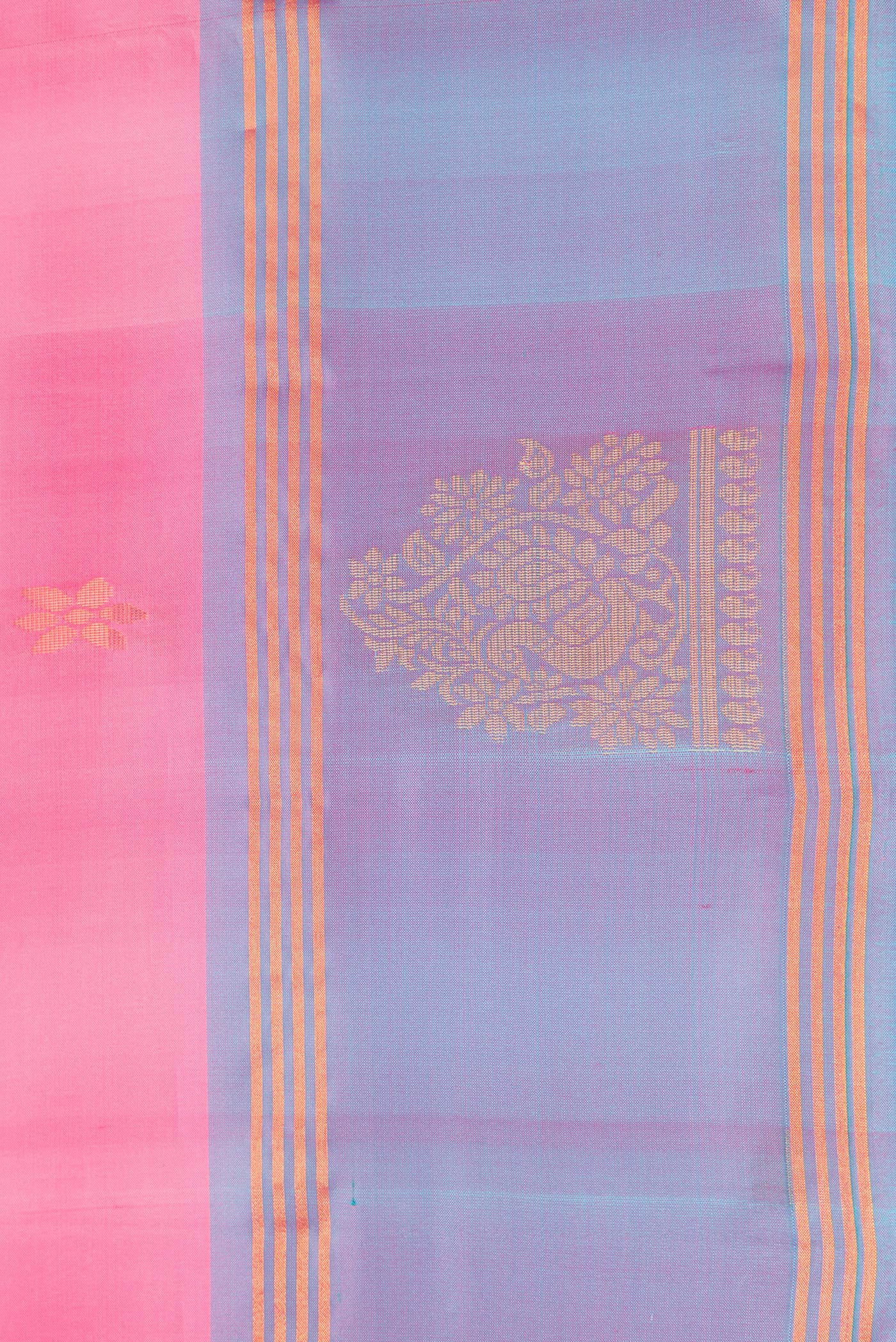 Border image of Pink Dual Tone Soft Silk Saree with Zari Butta on the body and Fancy Border. 