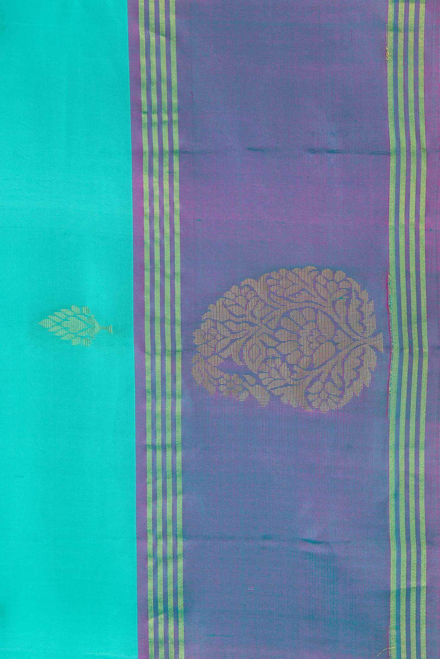 Border image of Sky Blue Dual Tone Soft Silk Saree with Zari Butta on the body and Zari Border. 