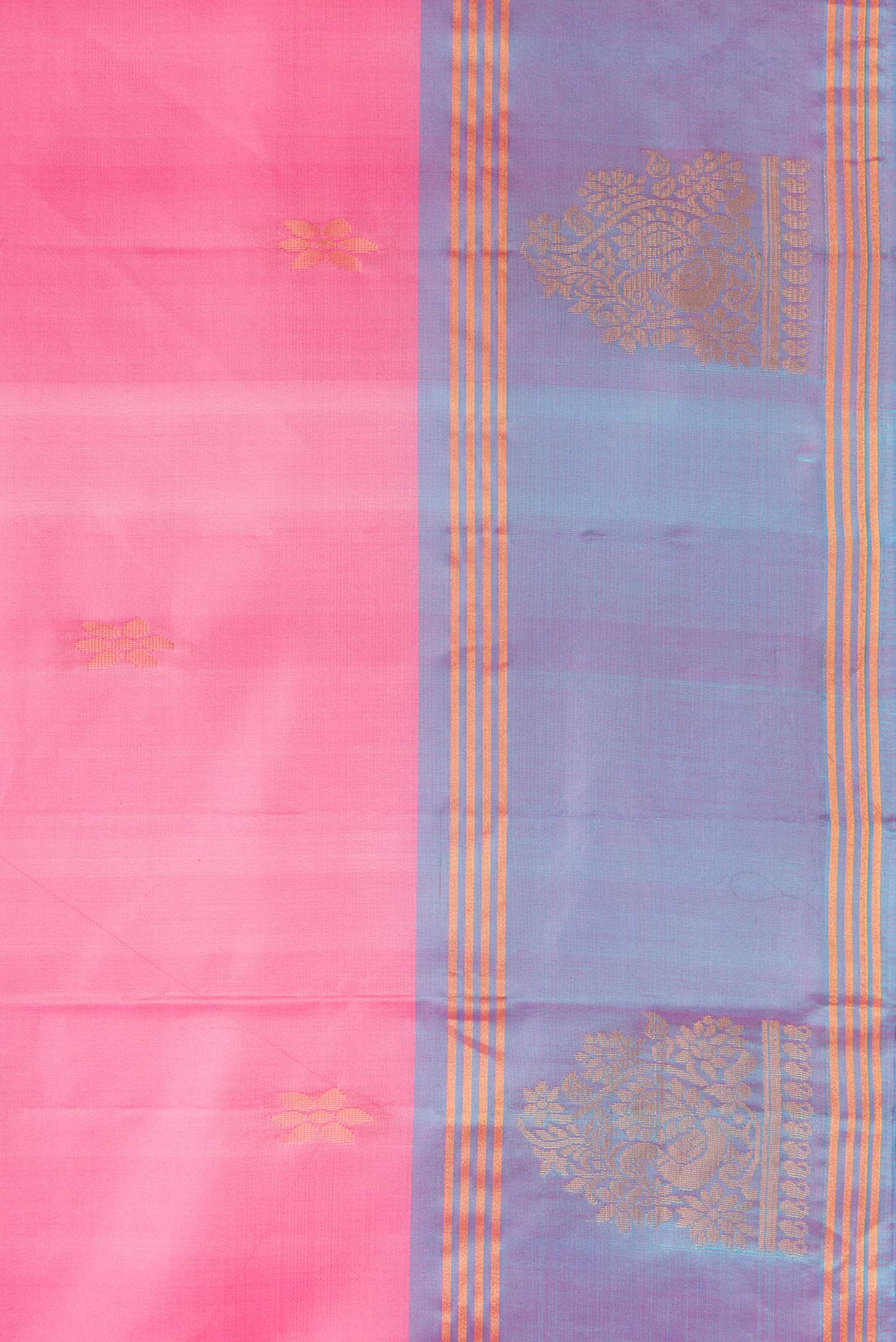 Border image of Pink Dual Tone Soft Silk Saree with Zari Butta on the body and Zari Border. 