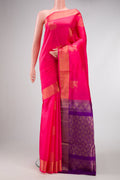Pink Dual Tone Soft Silk Saree with Zari Butta on the body and Zari Border.  displayed on a mannequin