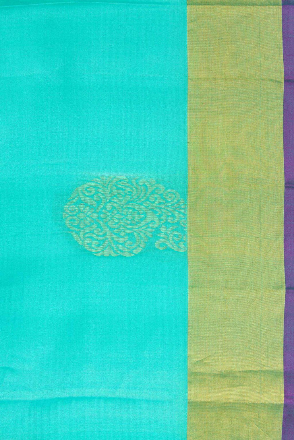 Border image of Sea Green Dual Tone Soft Silk Saree with Zari Butta on the body and Zari Border. 