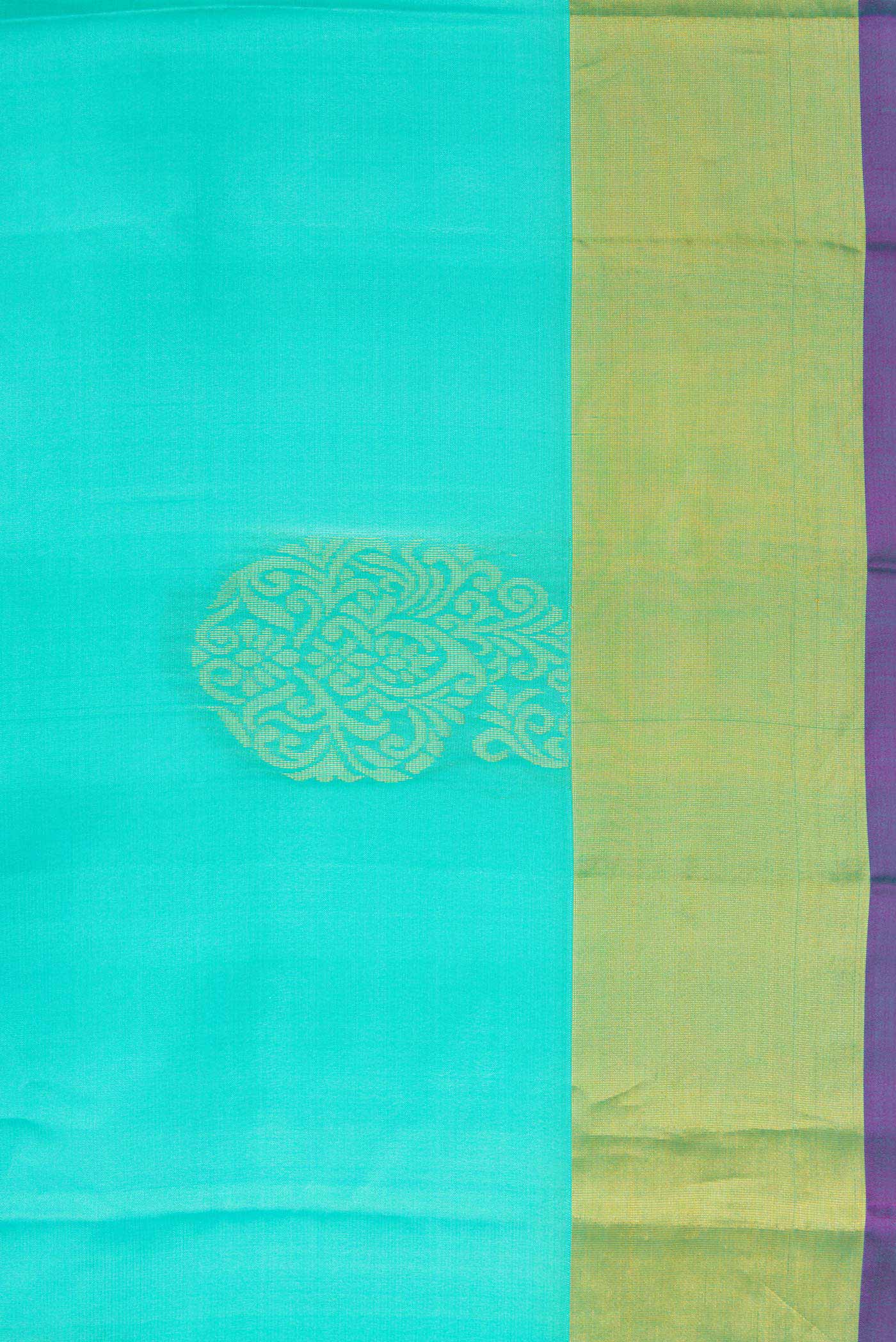 Border image of Sea Green Dual Tone Soft Silk Saree with Zari Butta on the body and Zari Border. 