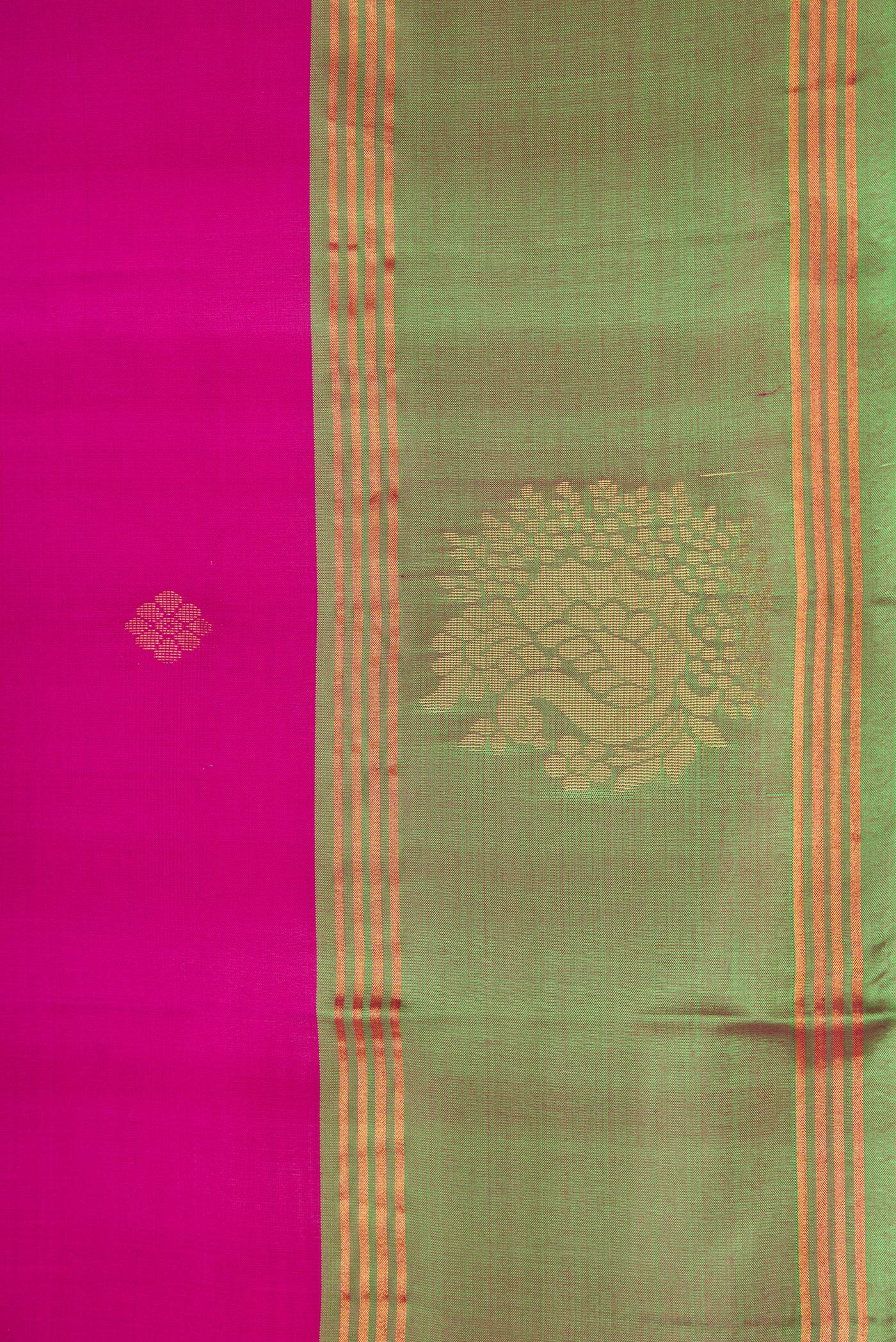 Border image of Magenta Dual Tone Soft Silk Saree with Zari Butta on the body and Fancy Border. 
