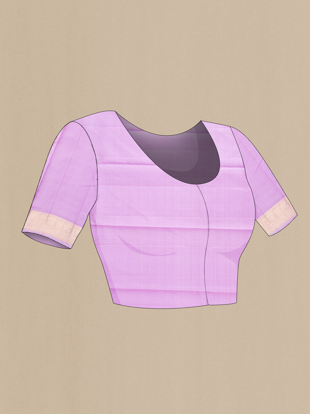 Close up image of the blouse of Pink Dual Tone Kanjivaram Silk Saree with Zari Butta on the body and Zari Border. 