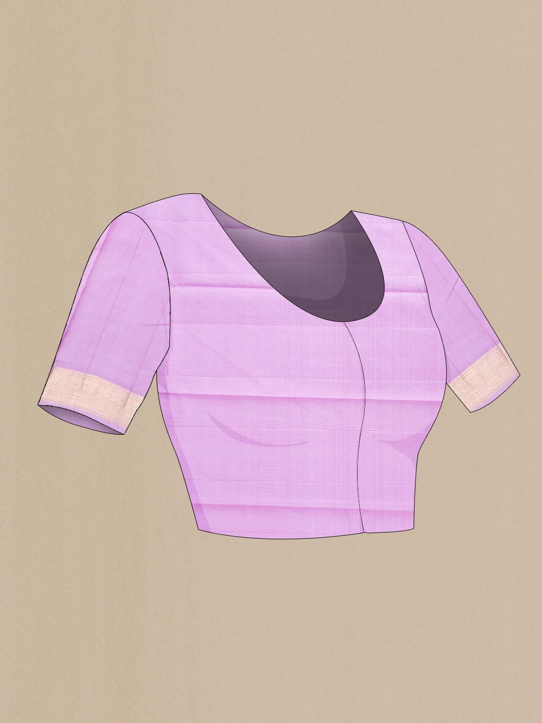 Close up image of the blouse of Pink Dual Tone Kanjivaram Silk Saree with Zari Butta on the body and Zari Border. 