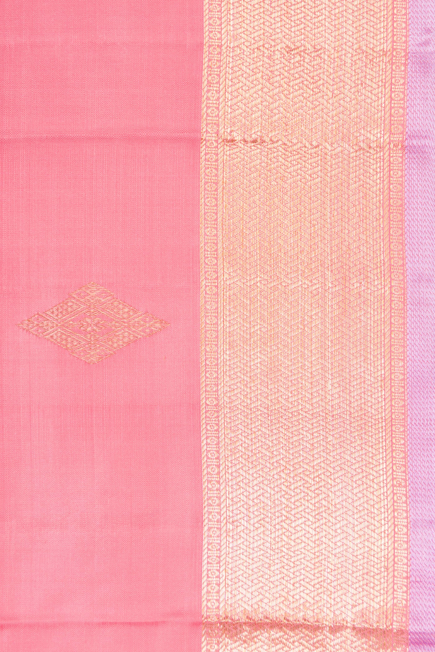 Border image of Pink Dual Tone Kanjivaram Silk Saree with Zari Butta on the body and Zari Border. 