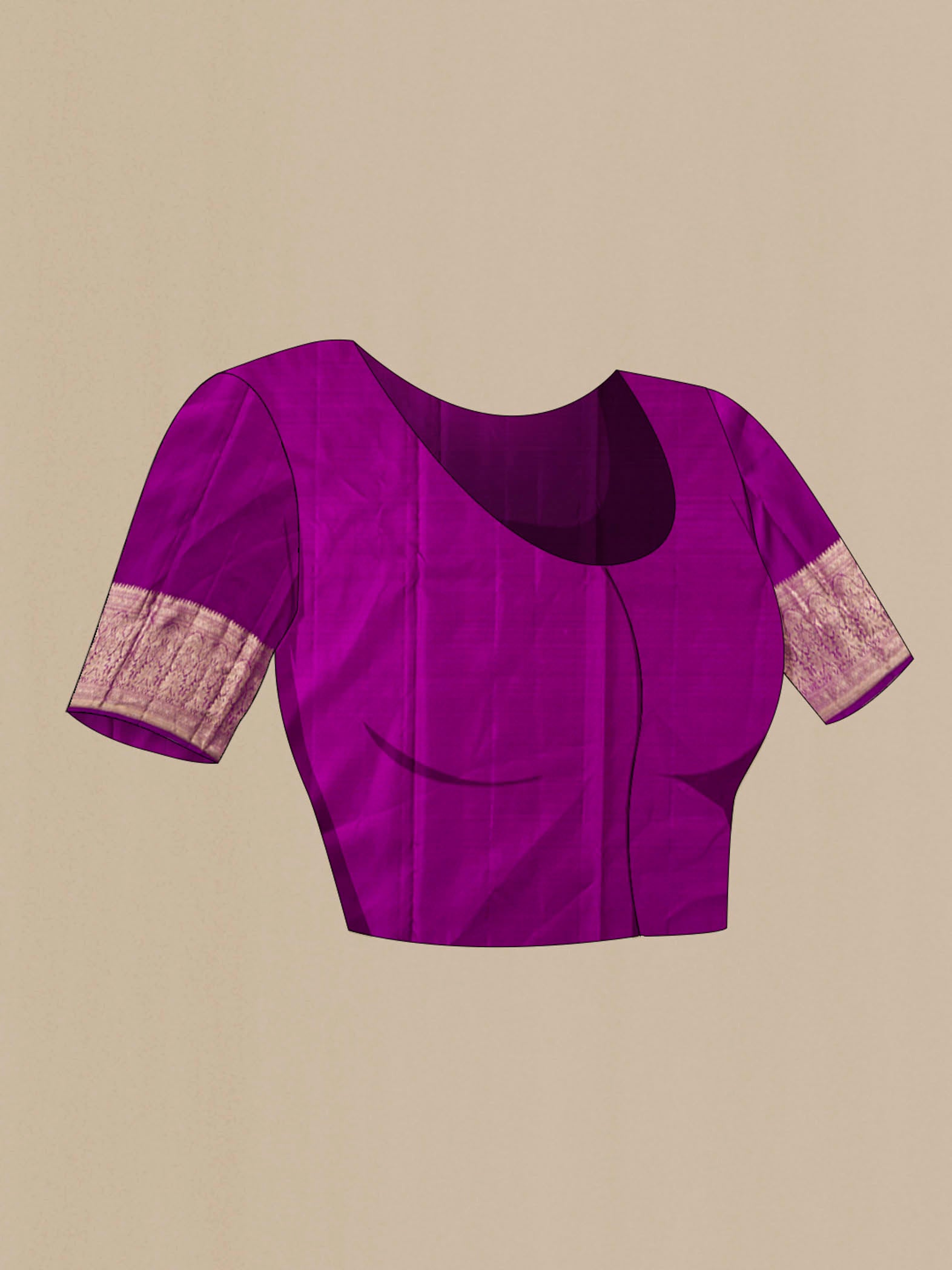 Close up image of the blouse of Green Kanchipuram Silk Saree with Zari Butta on the body and Zari Border
