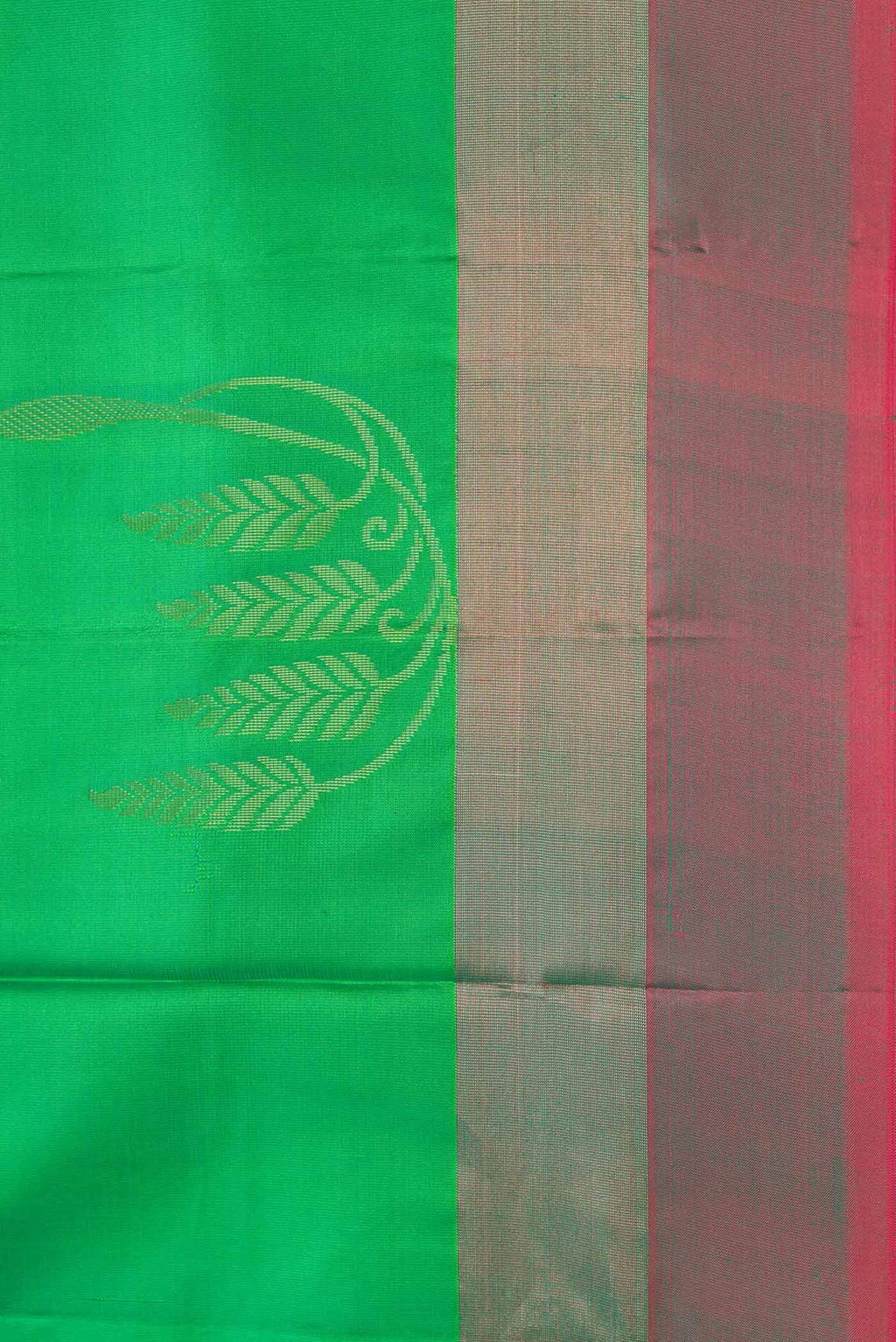 Border image of Green Dual Tone Soft Silk Saree with Zari Butta on the body and Zari Border