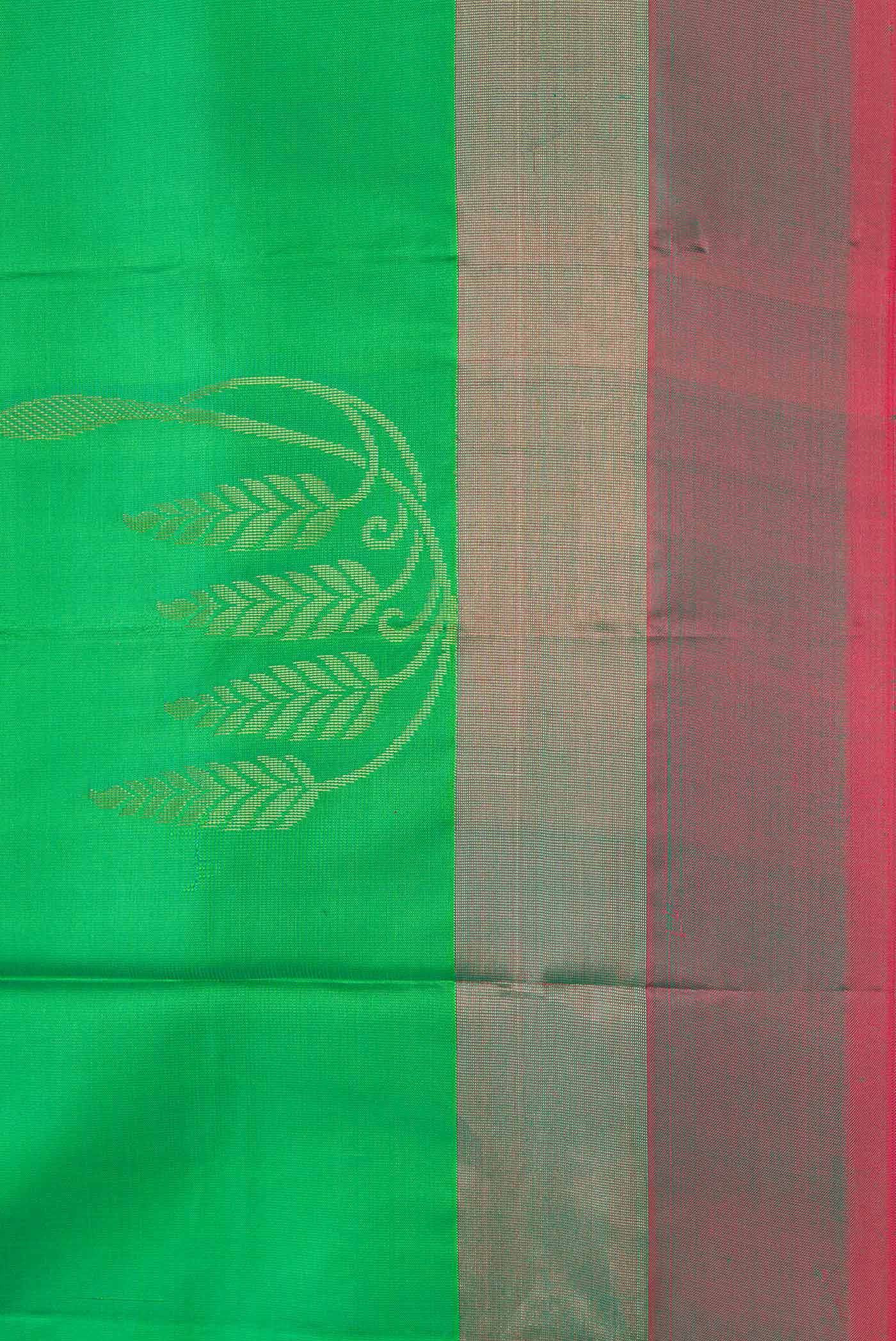 Border image of Green Dual Tone Soft Silk Saree with Zari Butta on the body and Zari Border