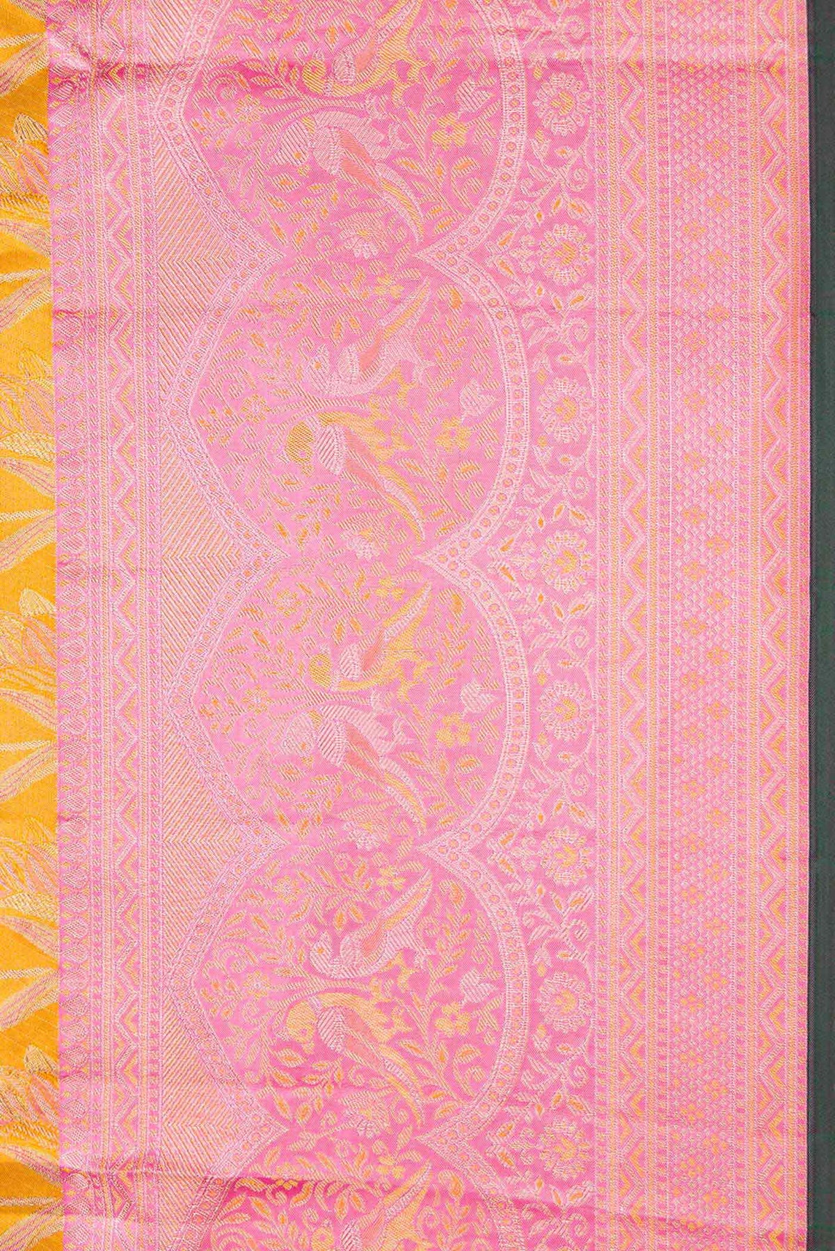 Border image of Mustard Dual Tone Kanchipuram Tissue Silk Saree with Zari Brocade on the body and Zari Border