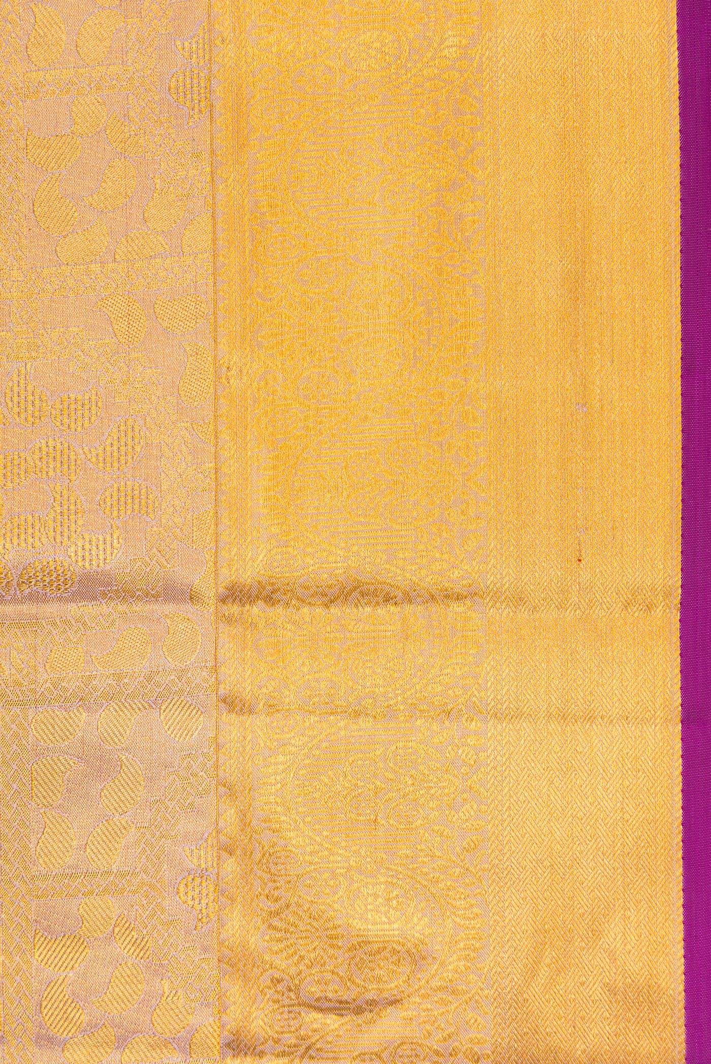 Border image of Rose Gold Dual Tone Kanchipuram Tissue Silk Saree with Zari Brocade on the body and Zari Border. 