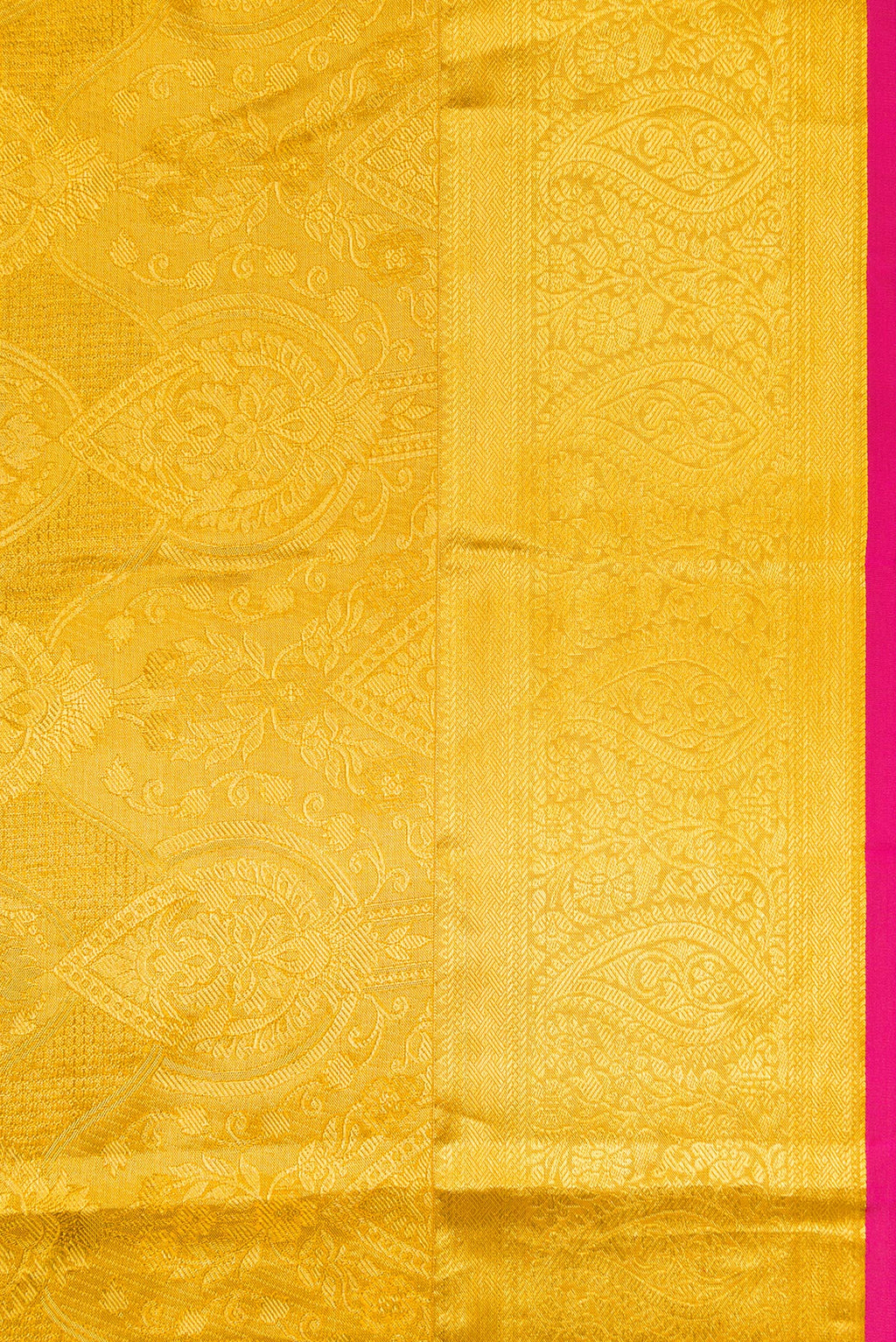 Border image of Gold Dual Tone Kanchipuram Tissue Silk Saree with Zari Brocade on the body and Zari Border. 