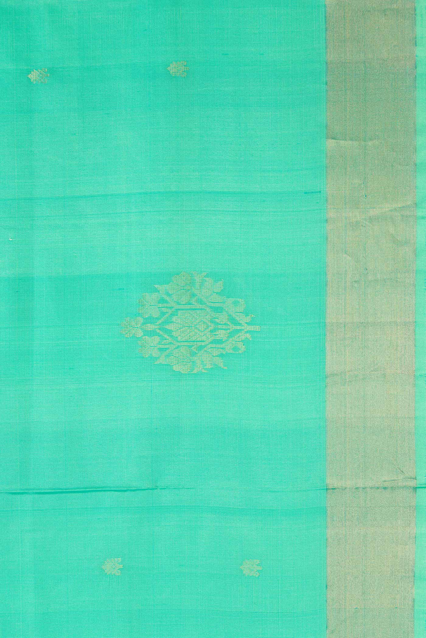 Border image of Sea Green Dual Tone Soft Silk Saree with Zari Butta on the body and Zari Border. 