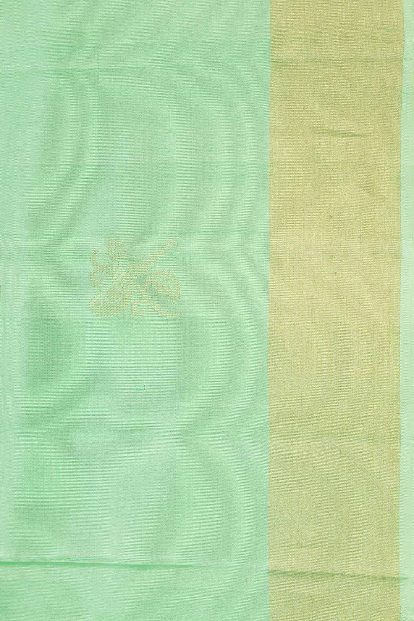 Border image of Pista Green Dual Tone Soft Silk Saree with Zari Butta on the body and Zari Border