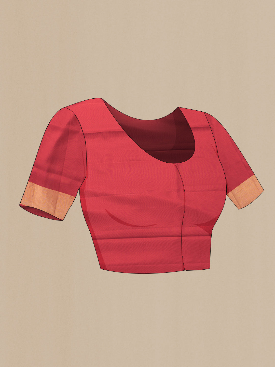 Close up image of the blouse of Mustard Dual Tone Soft Silk Saree with Zari Butta on the body and Zari Border. 