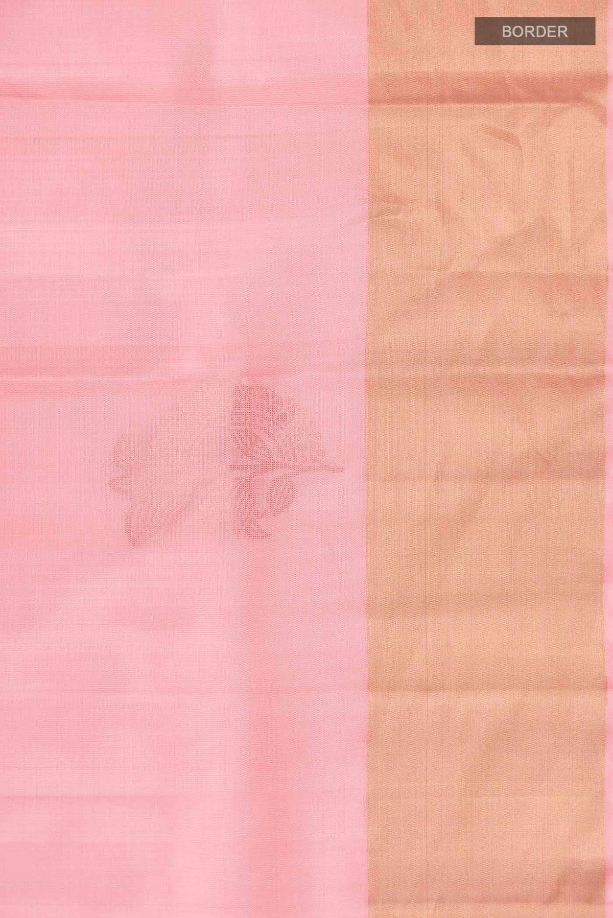Border image of Rose pink Soft Silk Saree with Zari Butta on the body and Zari Border