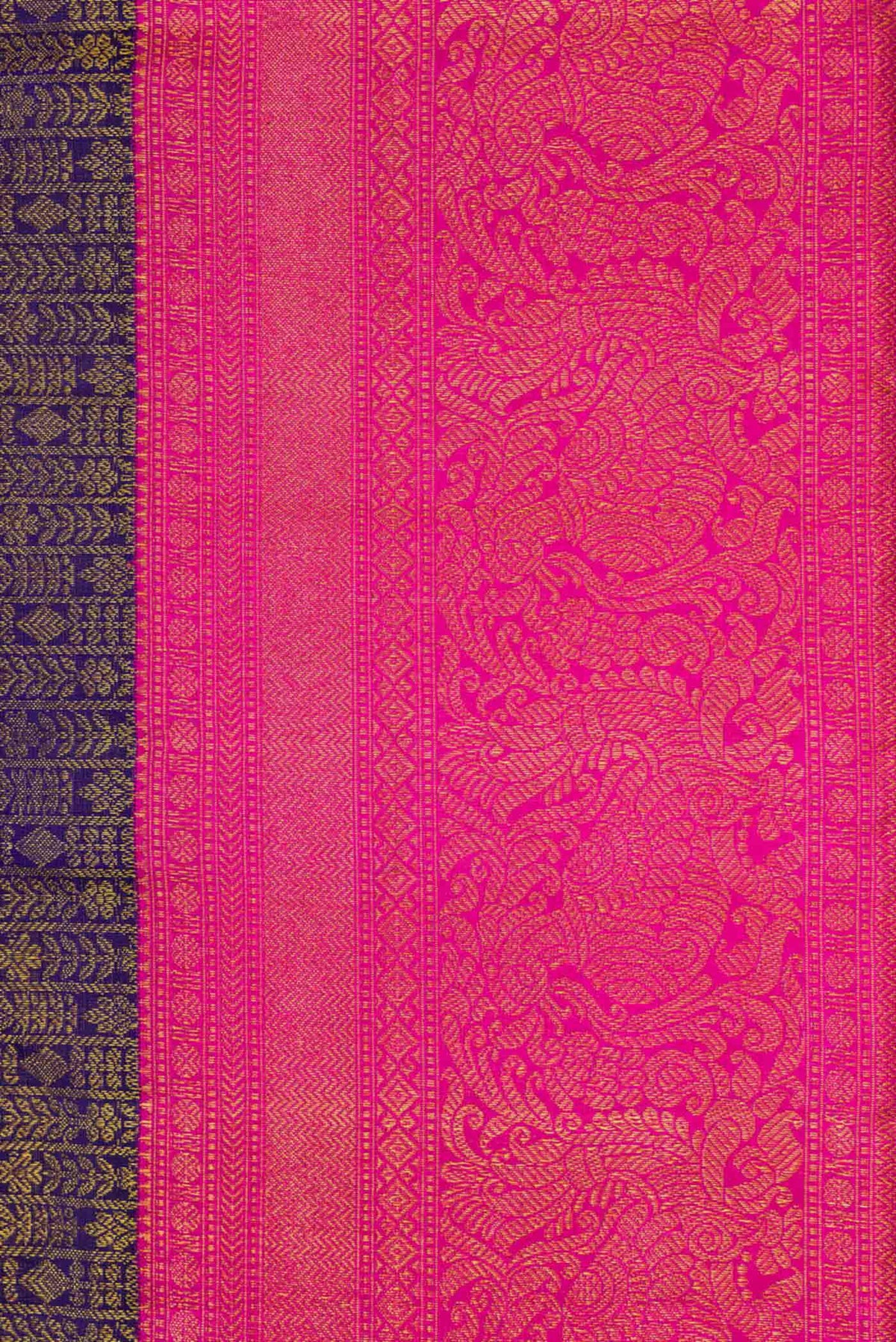 Border image of Navy Blue Dual Tone Kanchipuram Silk Saree with Zari Brocade on the body and Zari Border