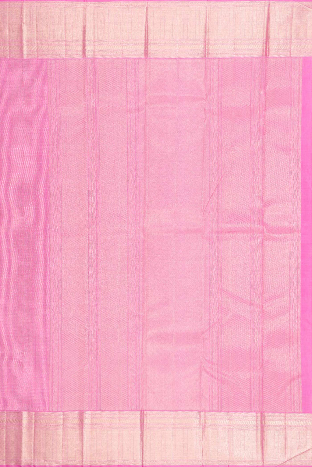 Close up image of the pallu of Pink Dual Tone Kanchipuram Silk Saree with Zari Brocade on the body and Zari Border. 