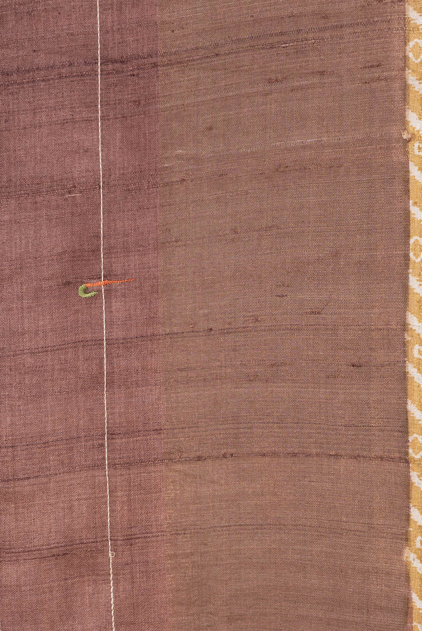 Border image of Brown Dual Tone Tussar Silk Saree with Embroidery on the body and Plain Border. 