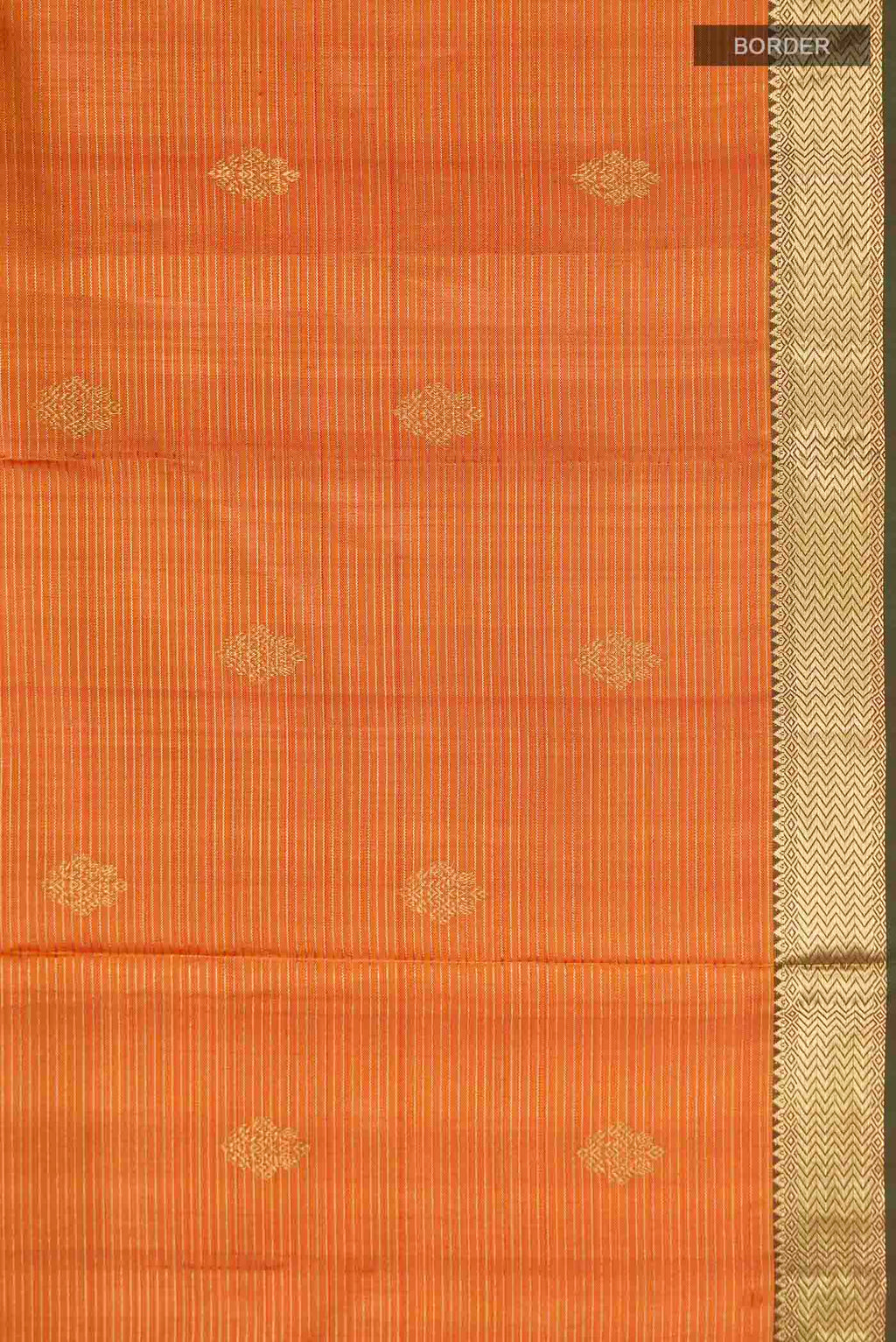 Border image of Mustard Kanchipuram Silk Saree with Stripes on the body and Zari Border