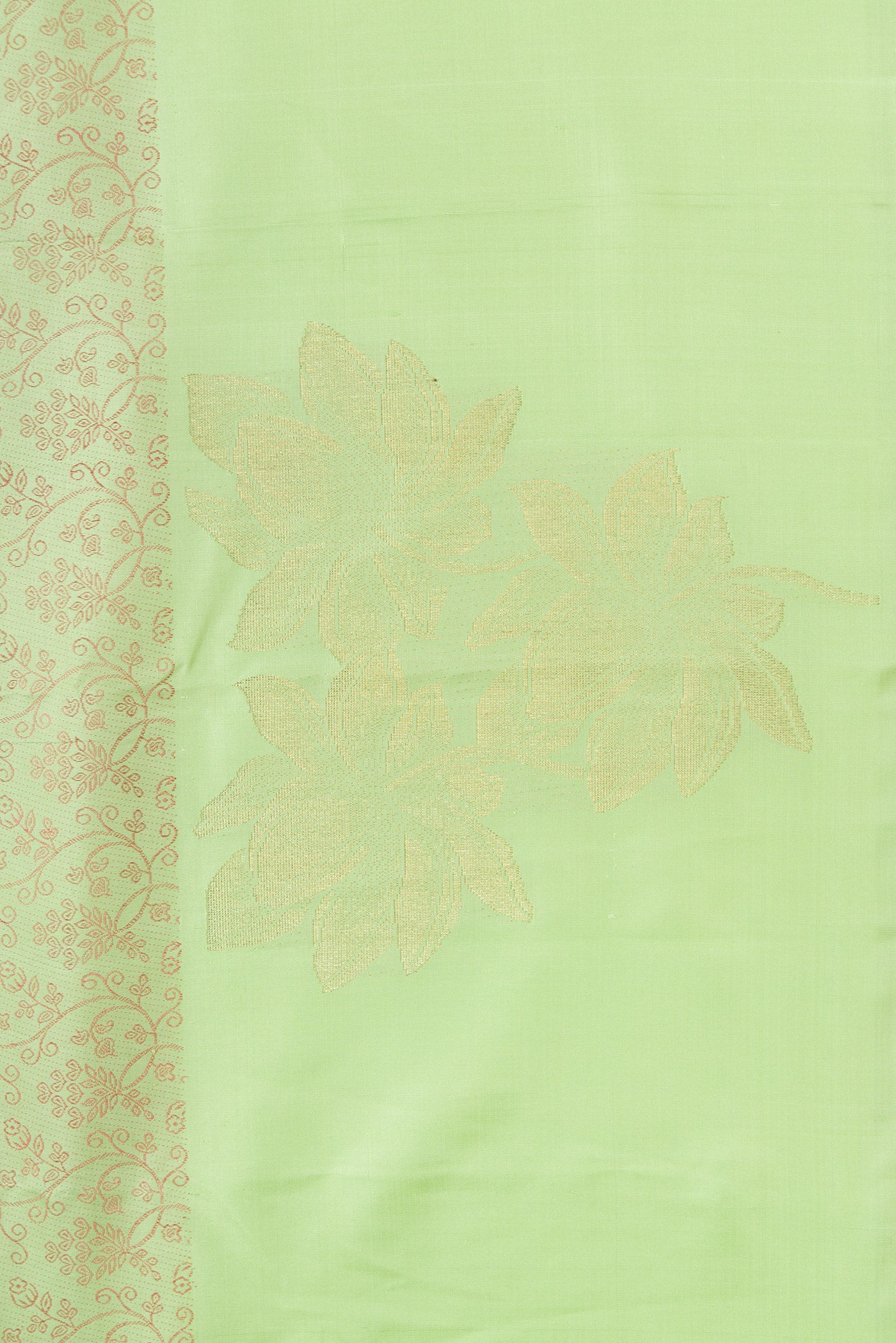 Border image of Pure Silk Pure Zari Pista Green Dual Tone Kanchipuram Saree with Jacquard design on the body and Fancy Border. 
