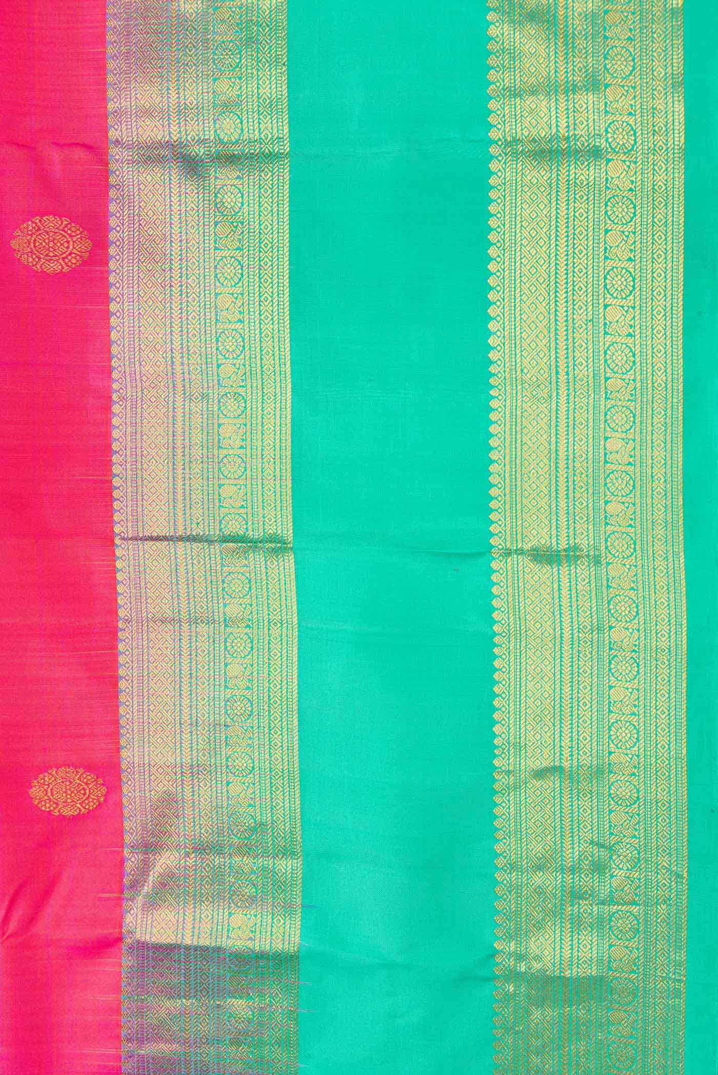Border image of Pink Dual Tone Kanchipuram Silk Saree with Zari Butta on the body and Zari Border