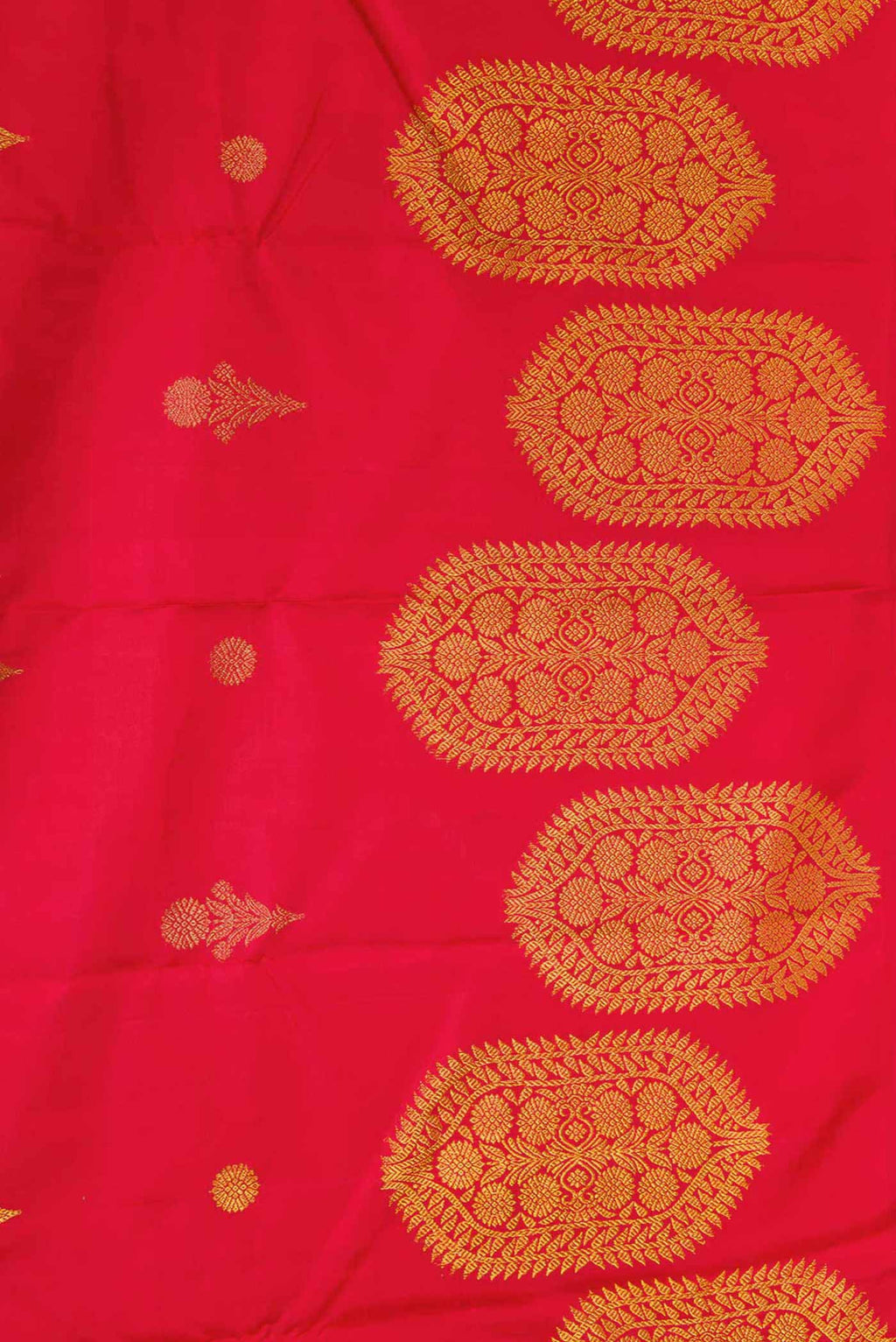 Border image of Red Dual Tone Kanjivaram Silk Saree with Zari Butta on the body and Fancy Border. 