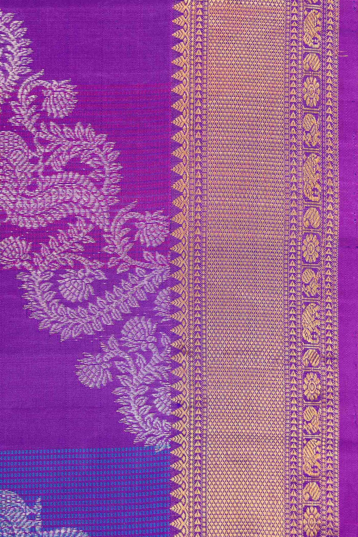 Border image of Royal Blue Dual Tone Kanchipuram Silk Saree with Zari Brocade on the body and Zari Border