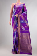 Royal Blue Dual Tone Kanchipuram Silk Saree with Zari Brocade on the body and Zari Border displayed on a mannequin