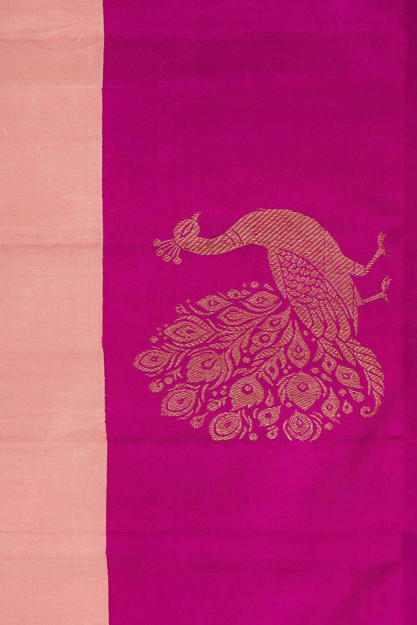 Border image of Rose Gold Dual Tone Kanchipuram Silk Saree with Plain Body and Fancy Border