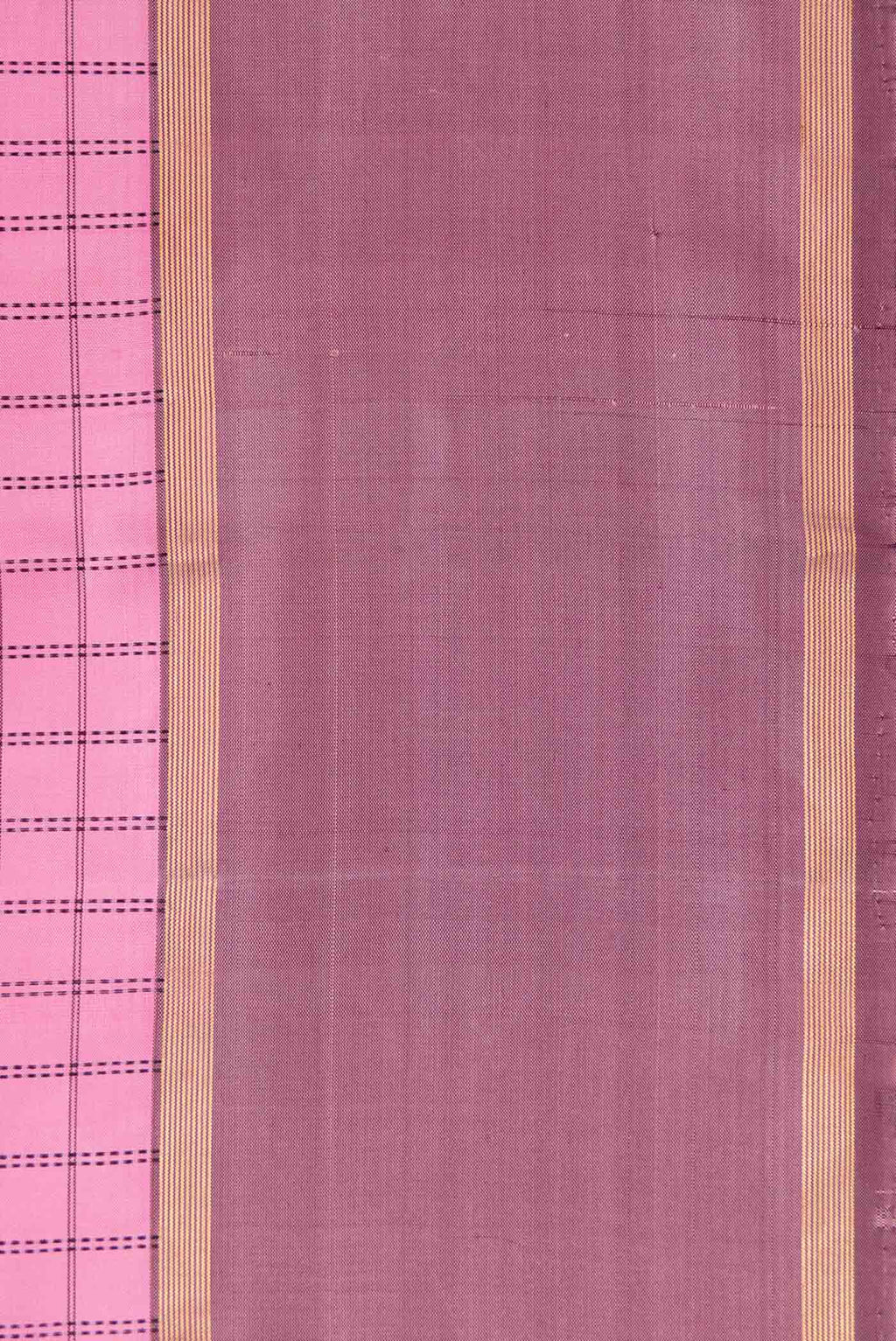 Border image of Pure Silk Pure Zari Pink Dual Tone Kanchipuram Saree with Checked design on the body and Zari Border. 