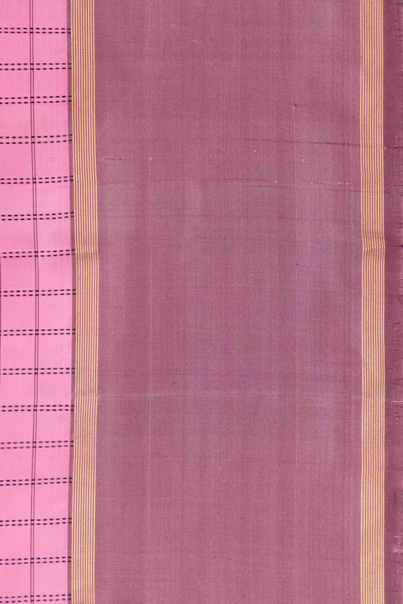 Border image of Pure Silk Pure Zari Pink Dual Tone Kanchipuram Saree with Checked design on the body and Zari Border. 