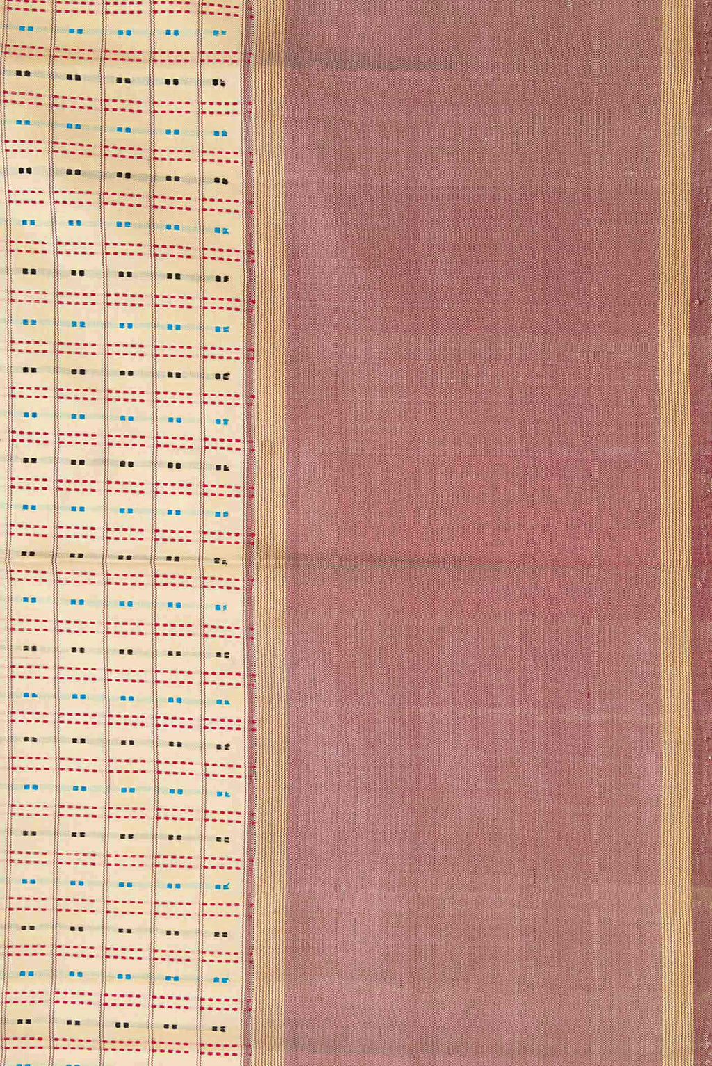 Border image of Sandal Dual Tone Kanchipuram Silk Saree with Checked design on the body and Zari Border. 