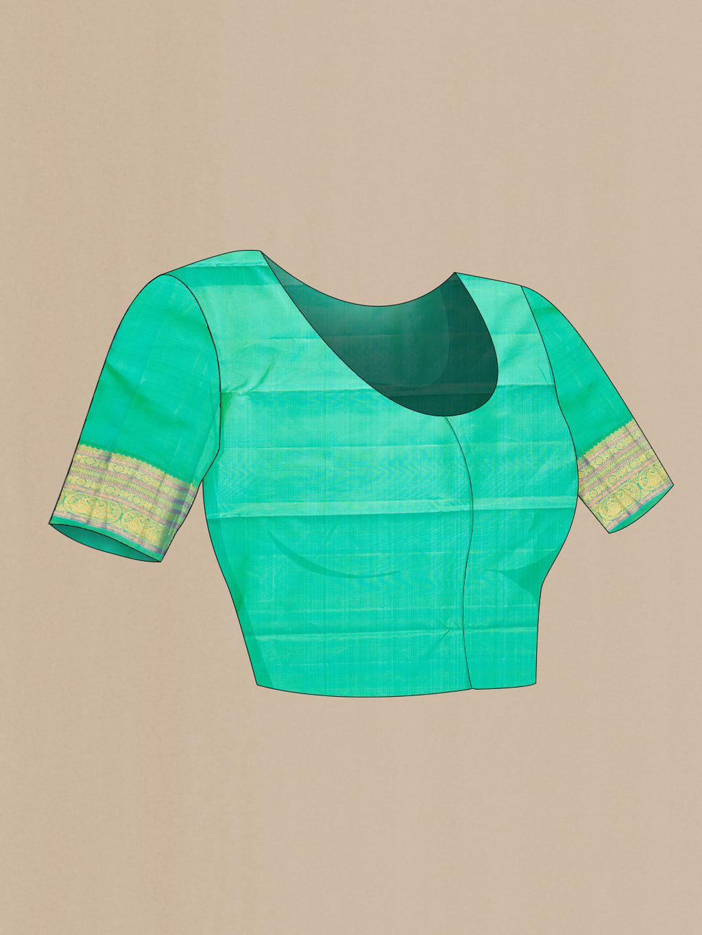 Close up image of the blouse of Pink Dual Tone Kanjivaram Silk Saree with Zari Butta on the body and Zari Border. 