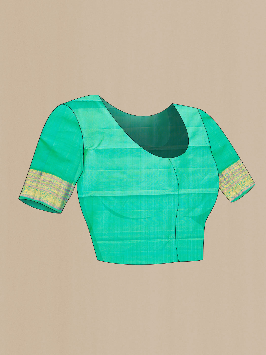 Close up image of the blouse of Pink Dual Tone Kanjivaram Silk Saree with Zari Butta on the body and Zari Border. 
