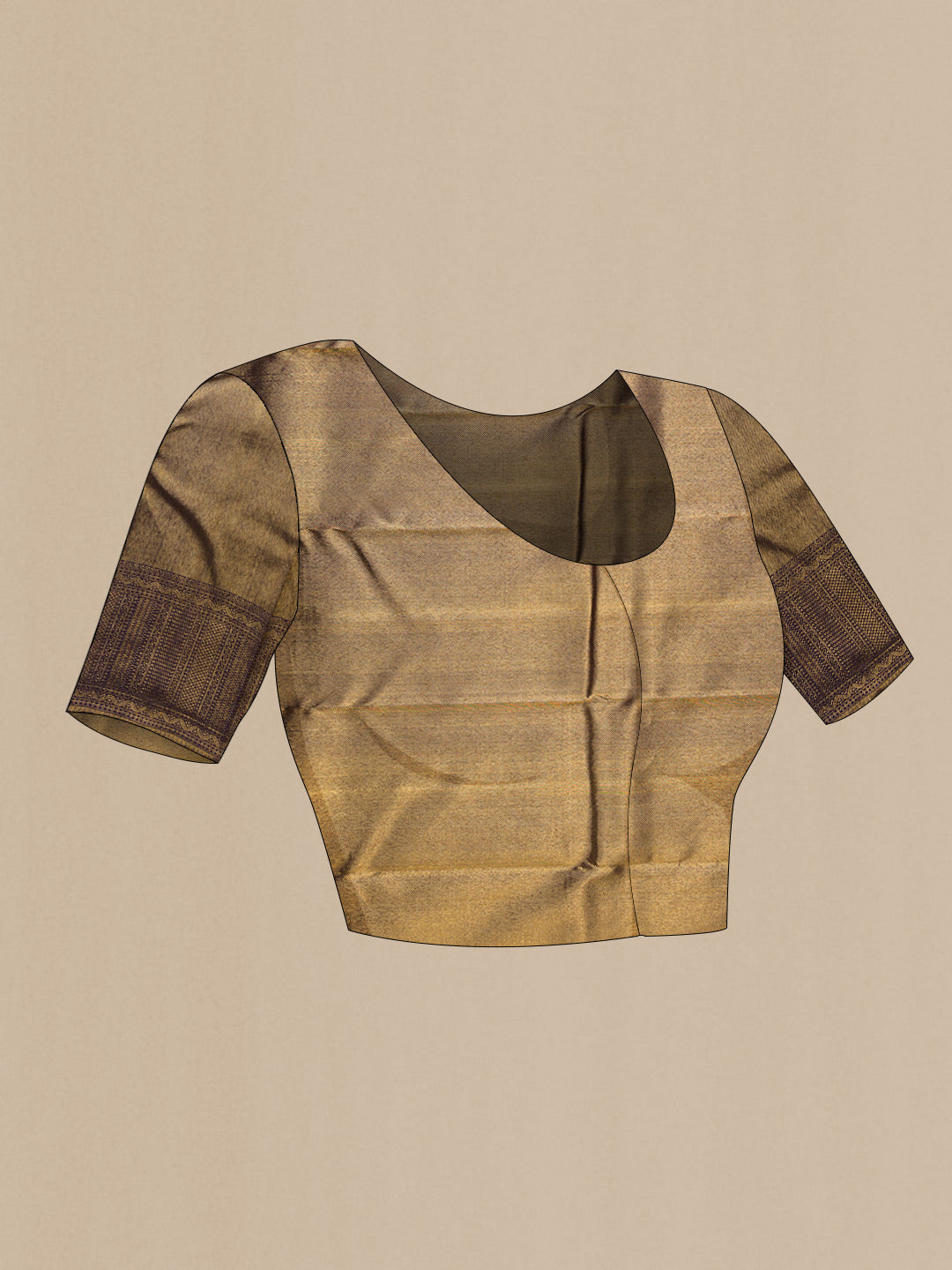 Close up image of the blouse of Pink Dual Tone Kanchipuram Silk Saree with Zari Brocade on the body and Zari Border. 